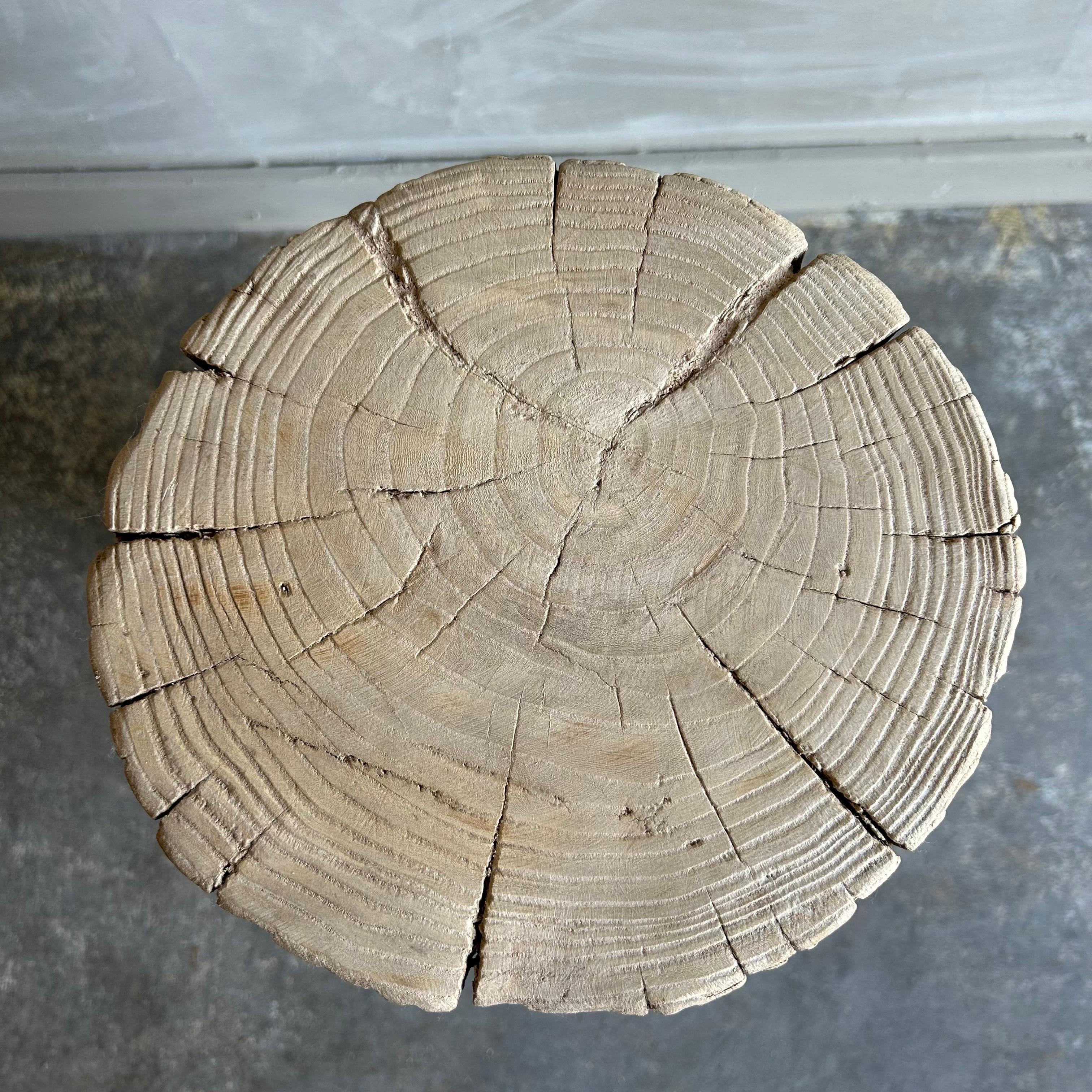 Contemporary Custom Elm Wood Stump Side Table or Drink Table For Sale