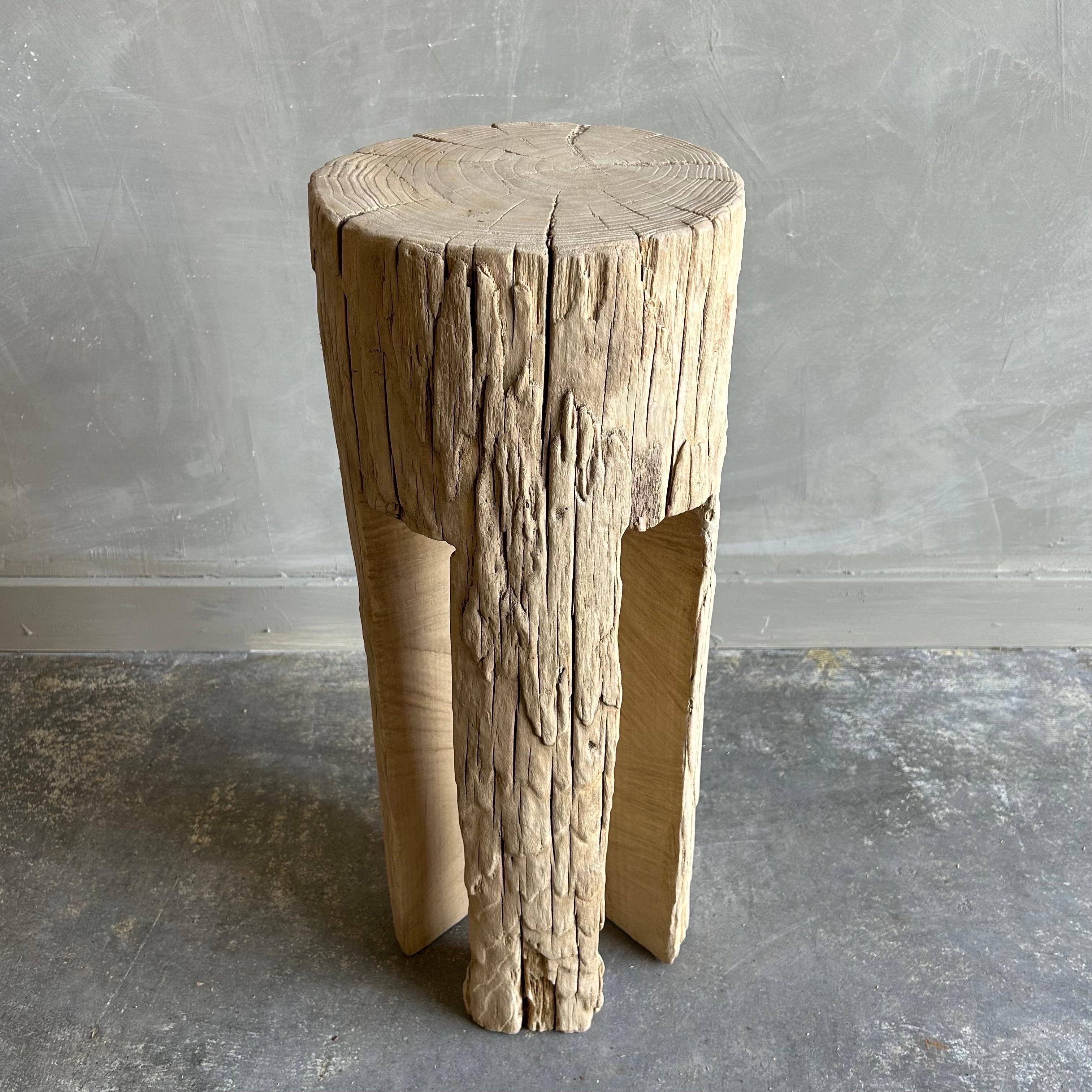 Custom Elm Wood Stump Side Table or Drink Table For Sale 1