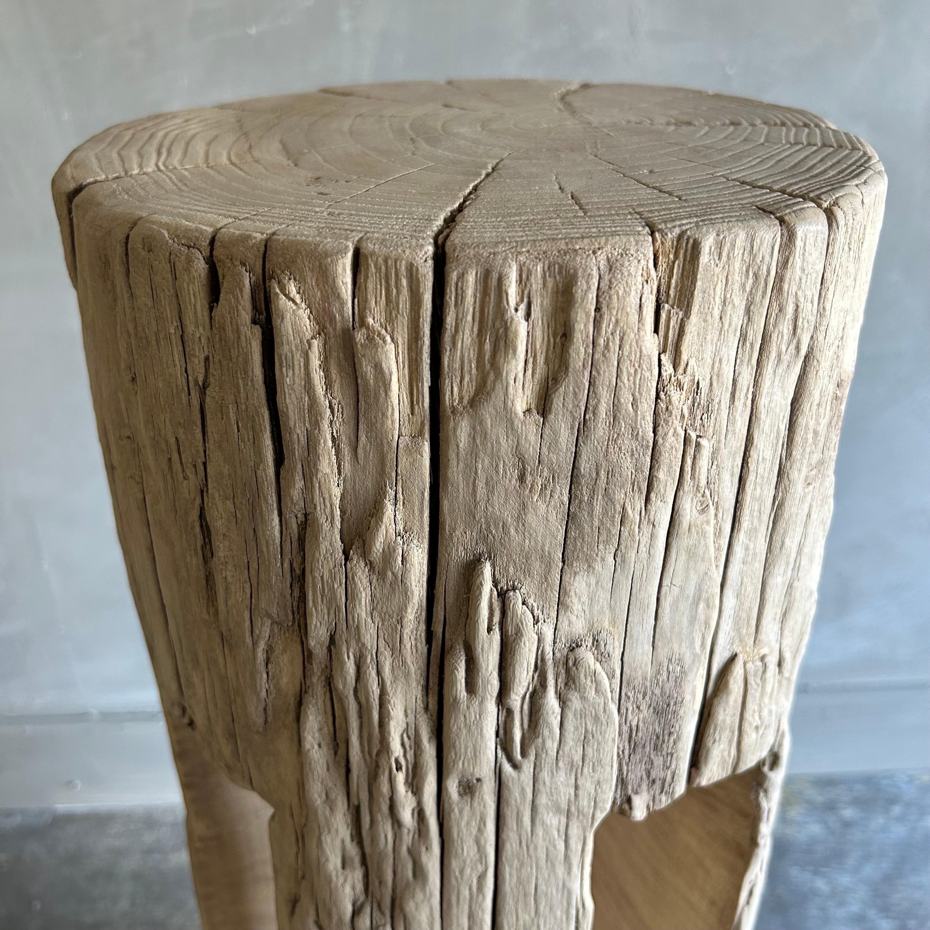 Custom Elm Wood Stump Side Table or Drink Table For Sale 2