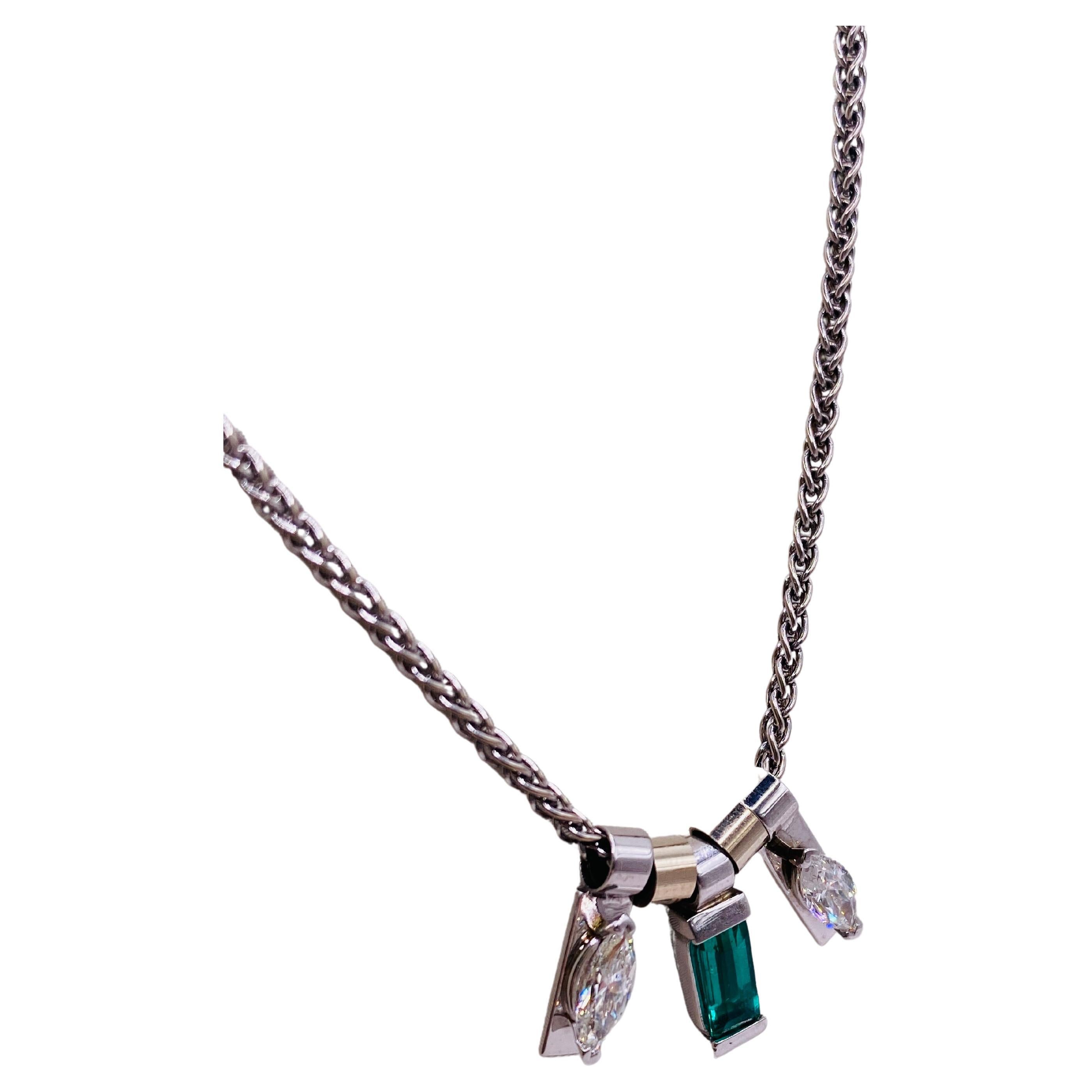Custom Emerald and Diamond Pendant Necklace