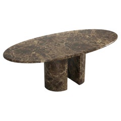 Custom Emperador Marble Oval Dining Table For Tracy