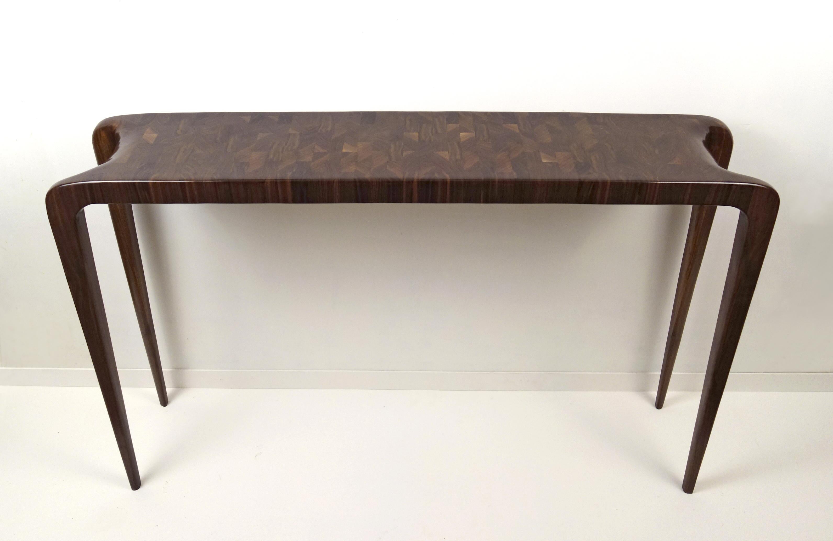 This is a custom Endgrain Console in ebonized walnut, dimensions 24