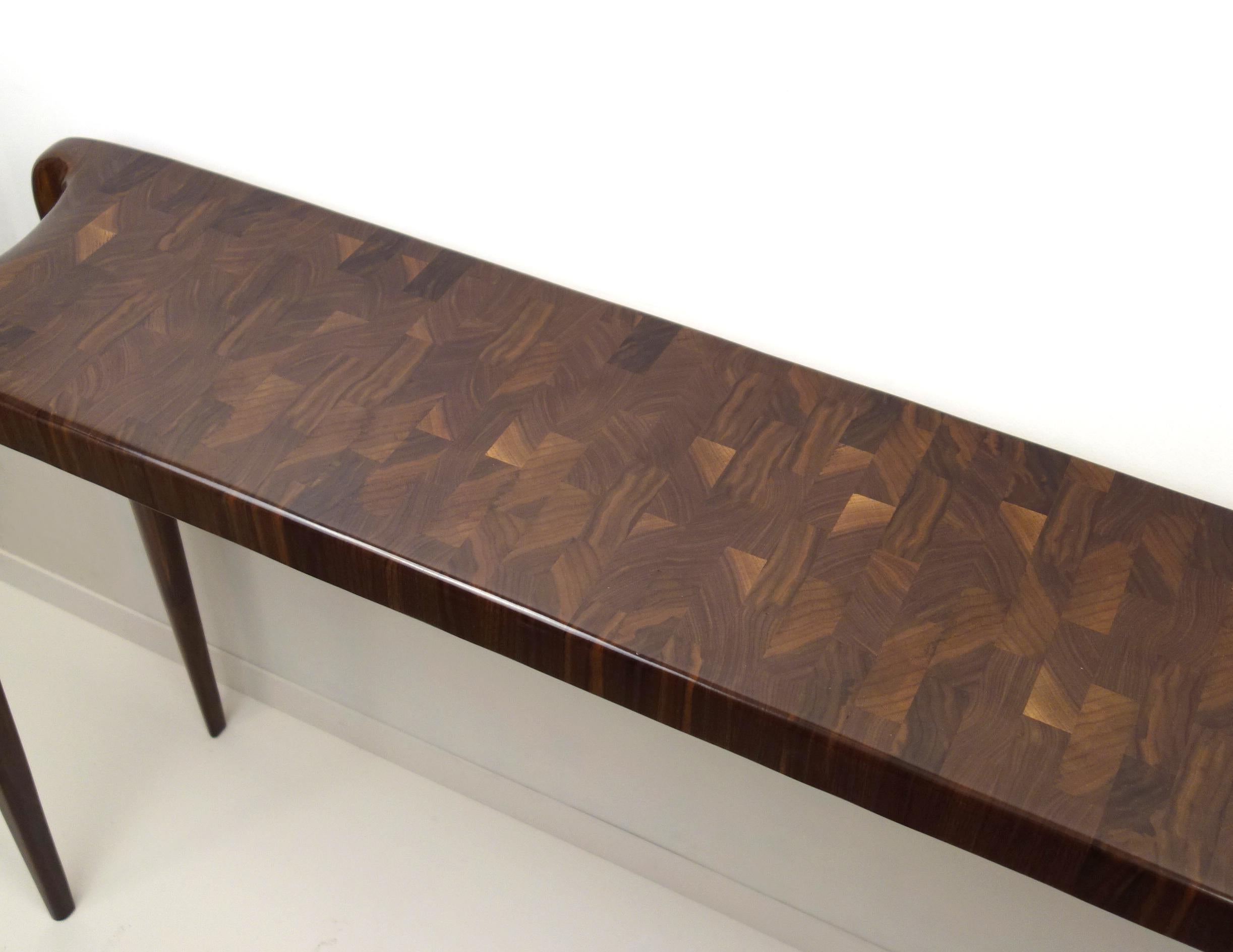 Modern Custom Endgrain Console in Ebonized Walnut For Sale