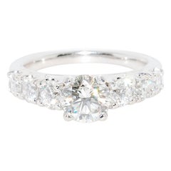 Custom Engagement Ring in 14 Karat White Gold, 2.07 Carat Total Weight Diamonds