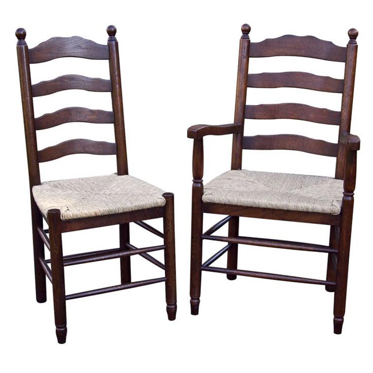 Custom English Bobble Top Ladder Back Side Chairs