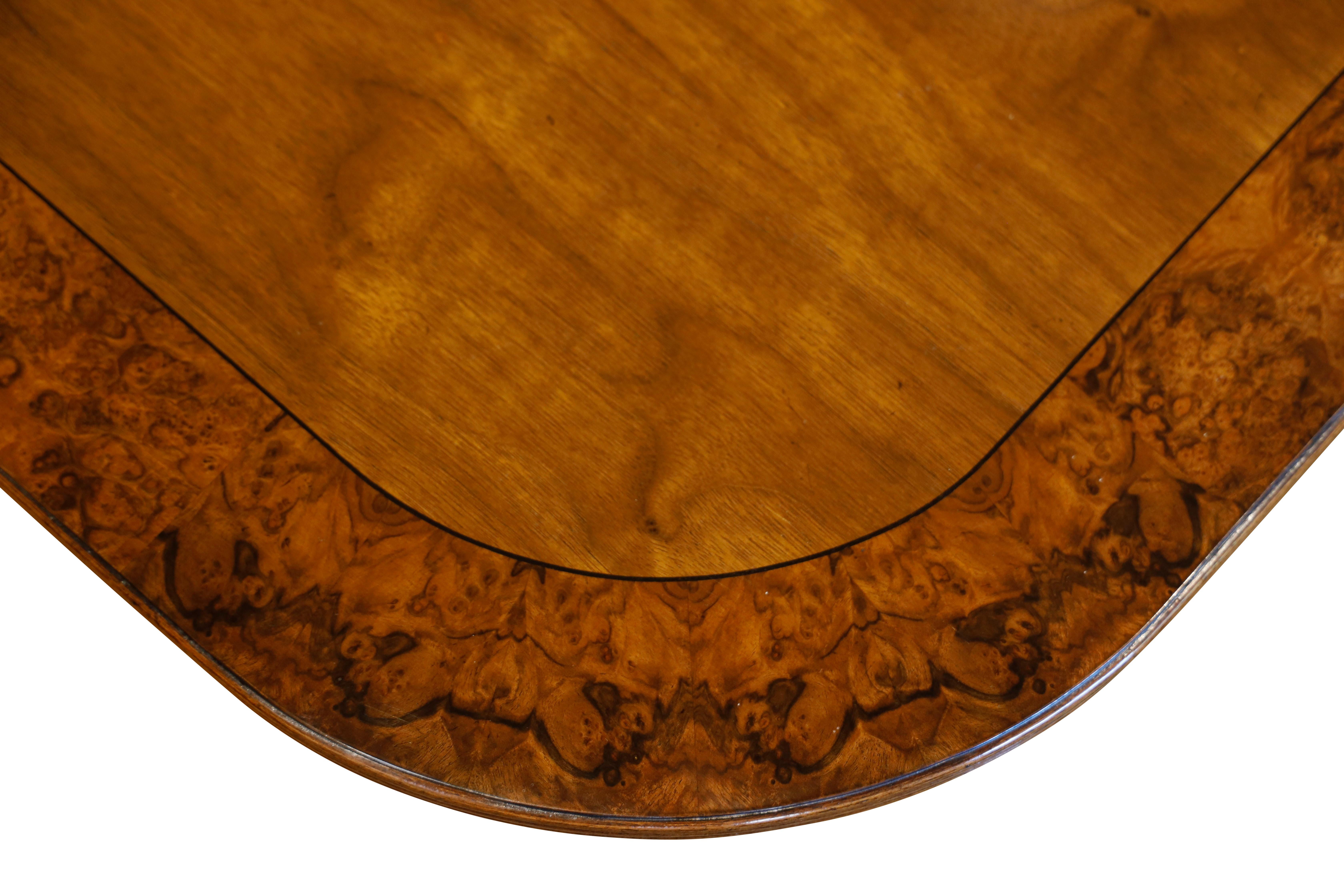 Contemporary Custom English Walnut and Burl Walnut Dining Table For Sale