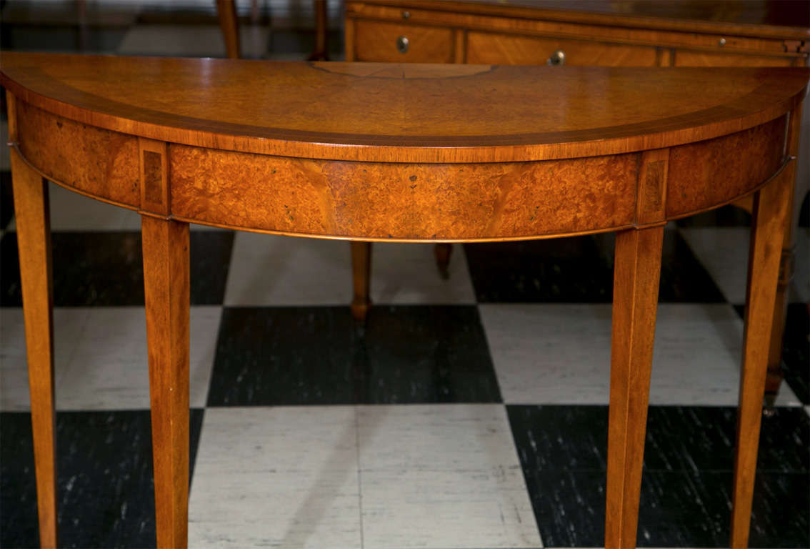 Georgian Custom English Walnut Demilune / Console For Sale