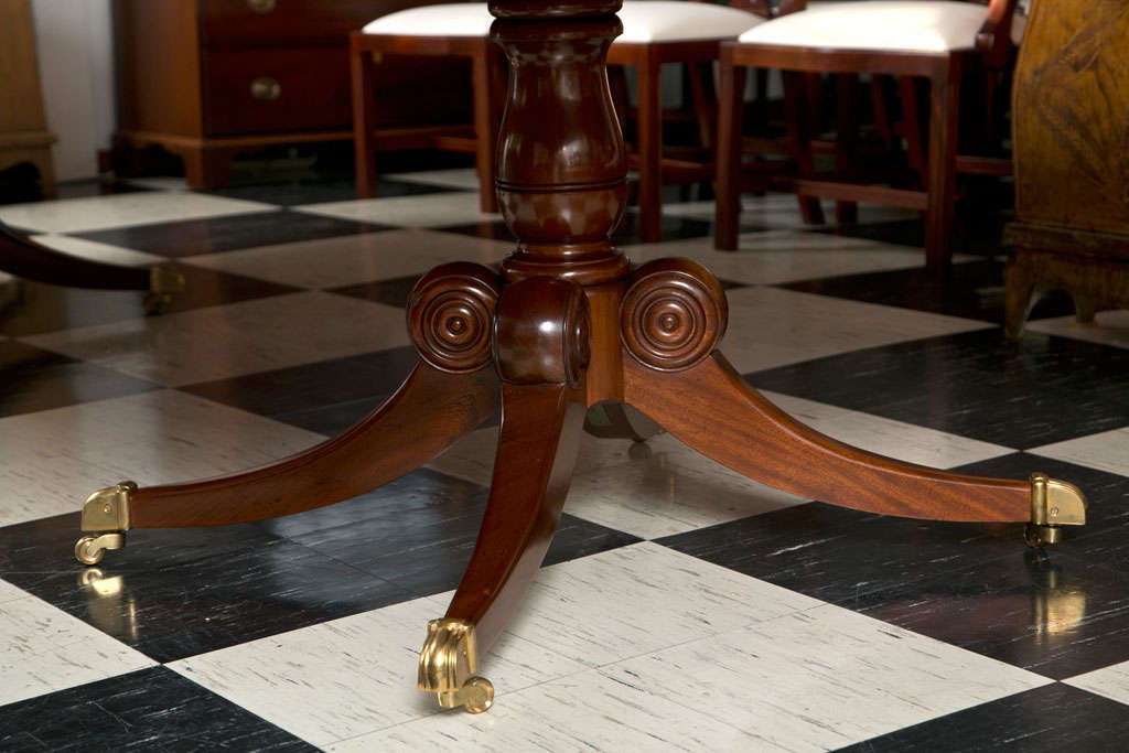 Mahogany Custom English William IV Style Pedestal Dining Table For Sale