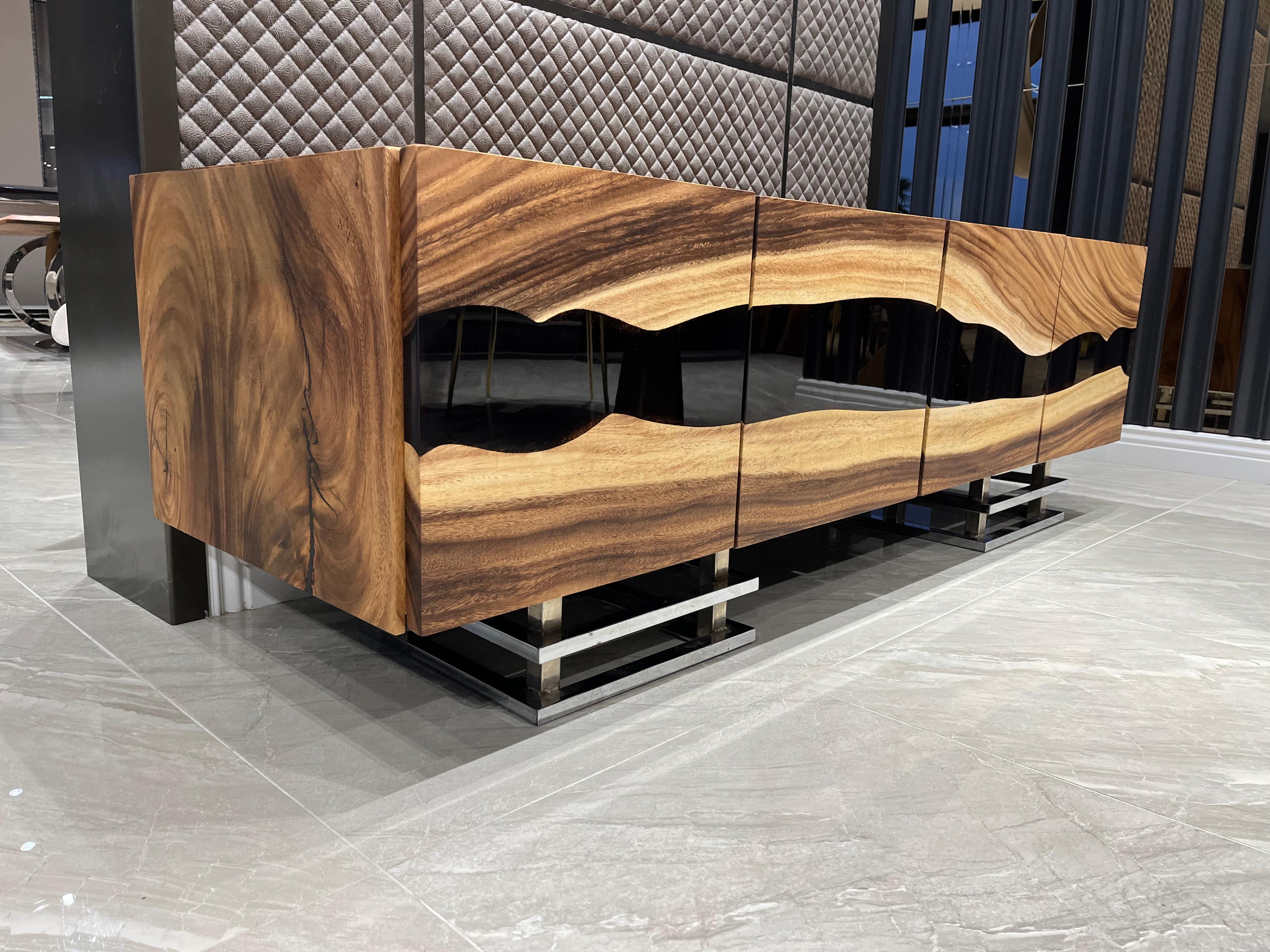 Turkish Custom Epoxy Resin Sideboard With Tropical Suar Wood For Sale