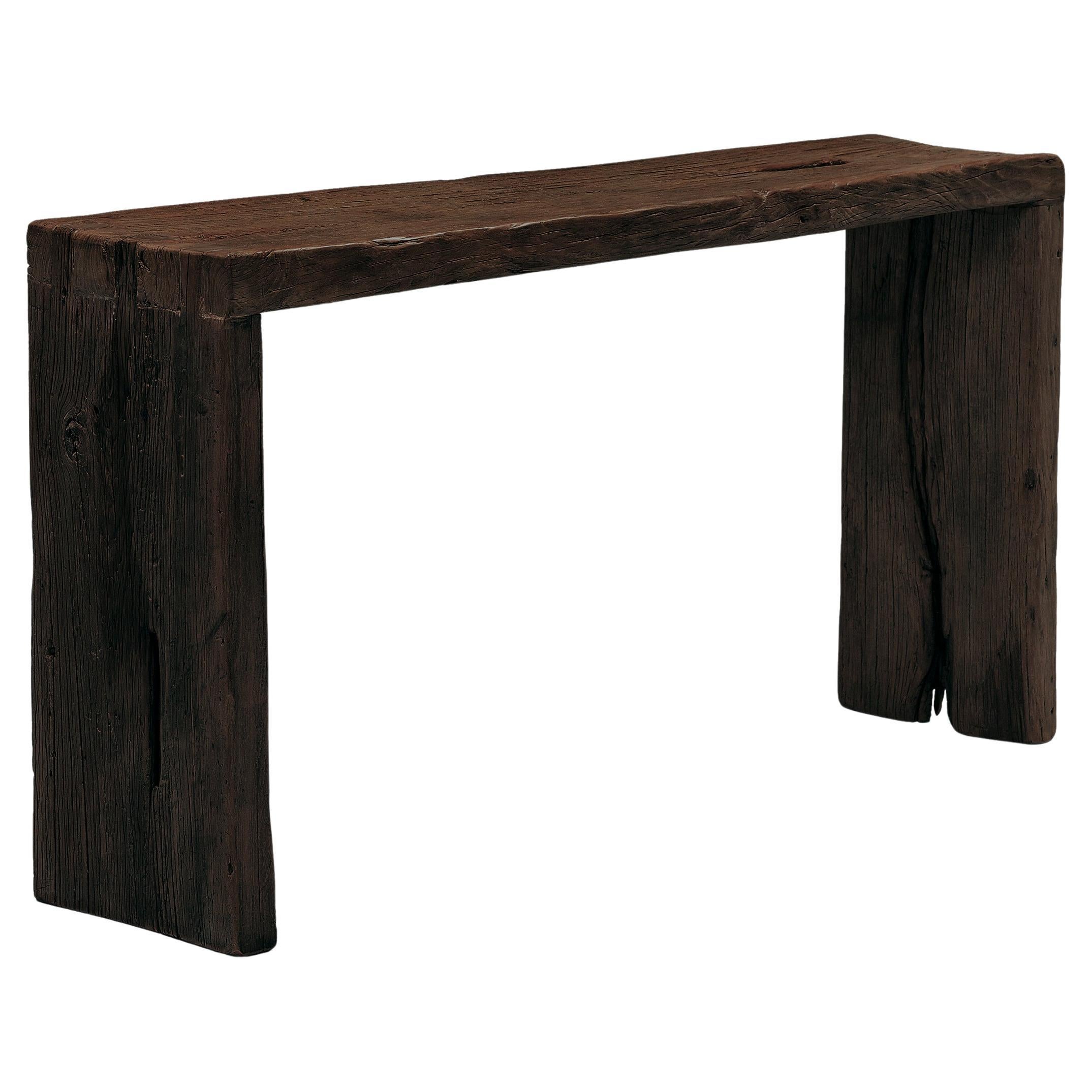 Custom Espresso Reclaimed Waterfall Table For Sale