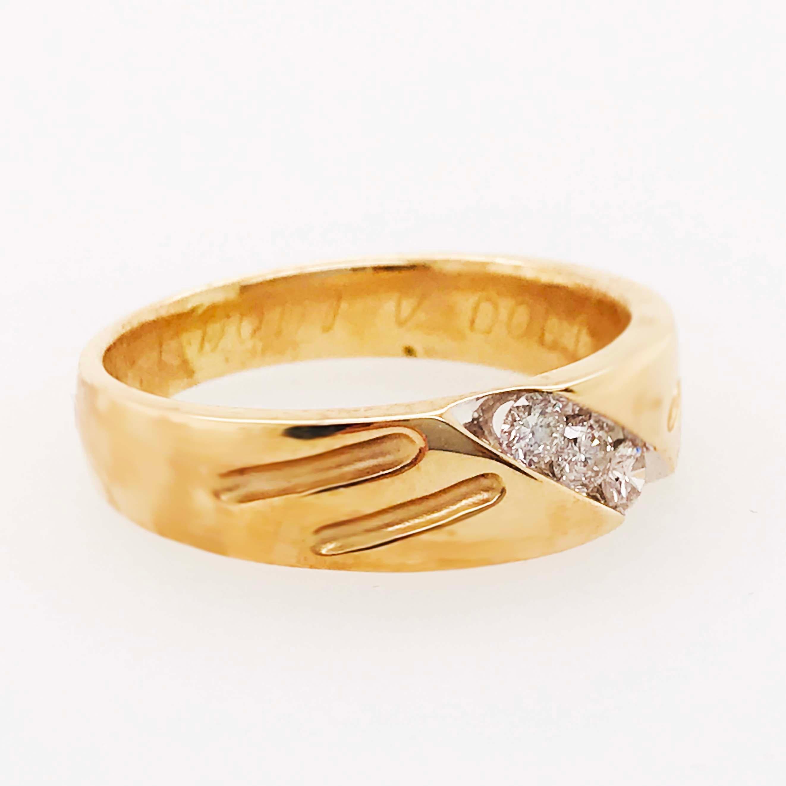 18k white & yellow solid gold engraved jewish wedding ring