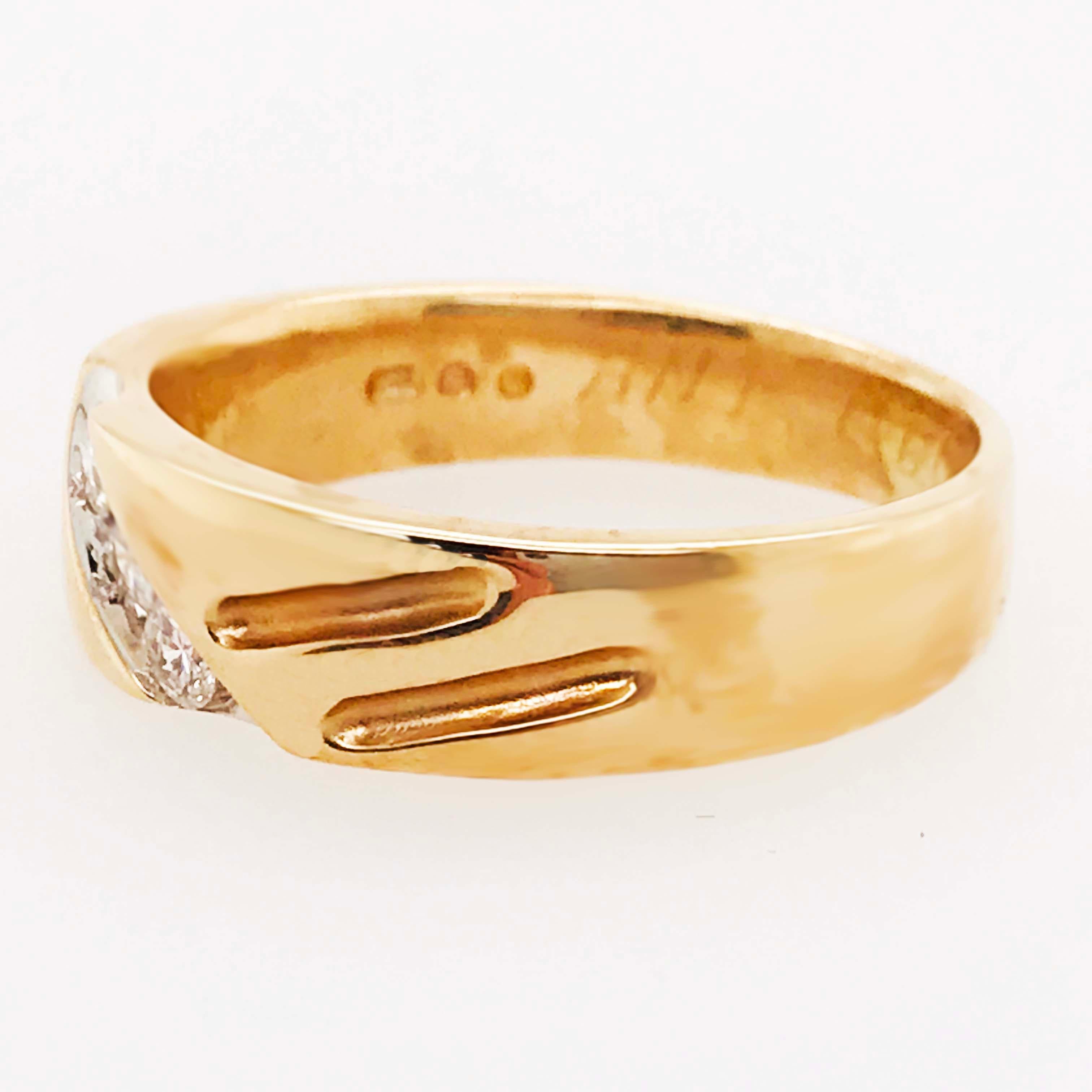Custom Estate Diamond Wedding Band, 1/4 Ct 14K Yellow Gold, Original Engraving In Excellent Condition In Austin, TX