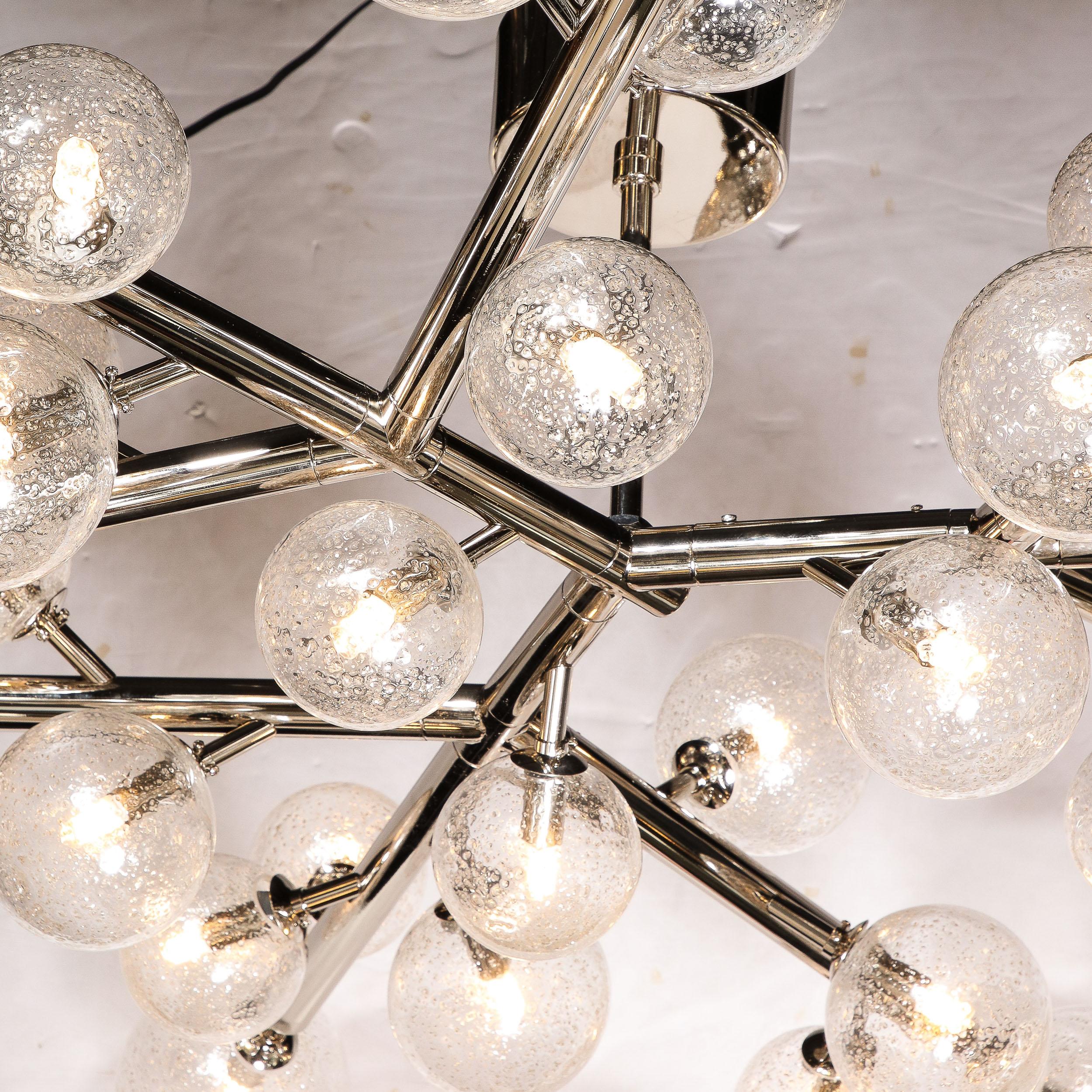 Custom Exclusive Polished Nickel & Murano Glass Molecular Snowflake Chandelier  For Sale 6