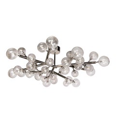 Custom Exclusive Polished Nickel & Murano Glass Molecular Snowflake Chandelier