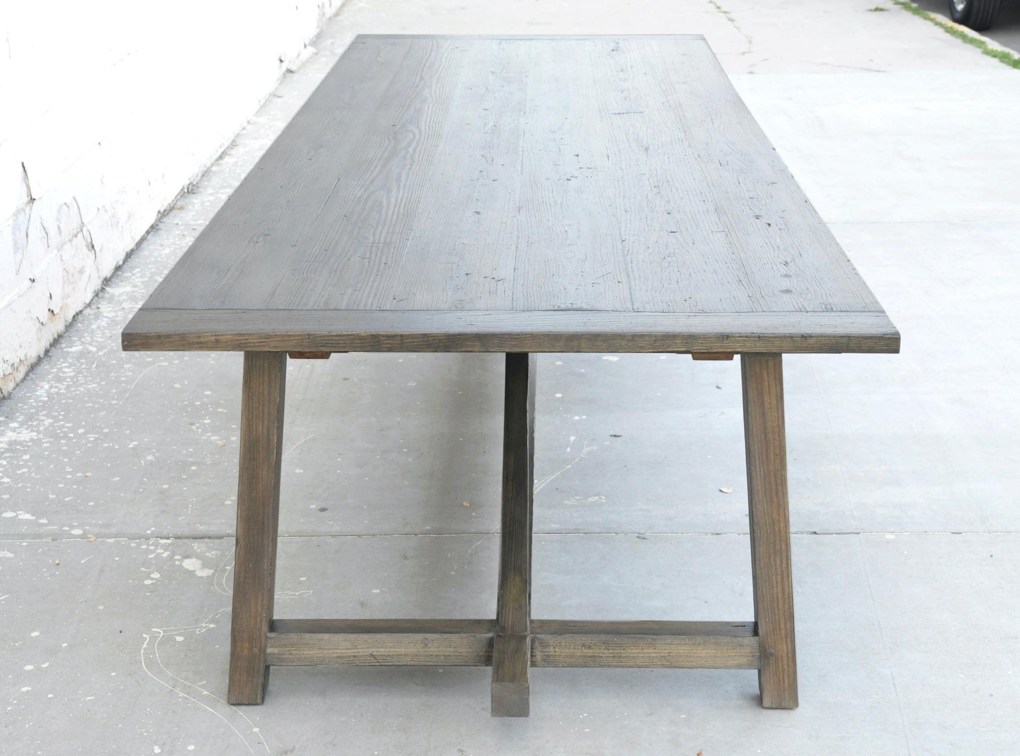 Country Iris Dining Table in Reclaimed Pine, Built to Order by Petersen Antiques  For Sale