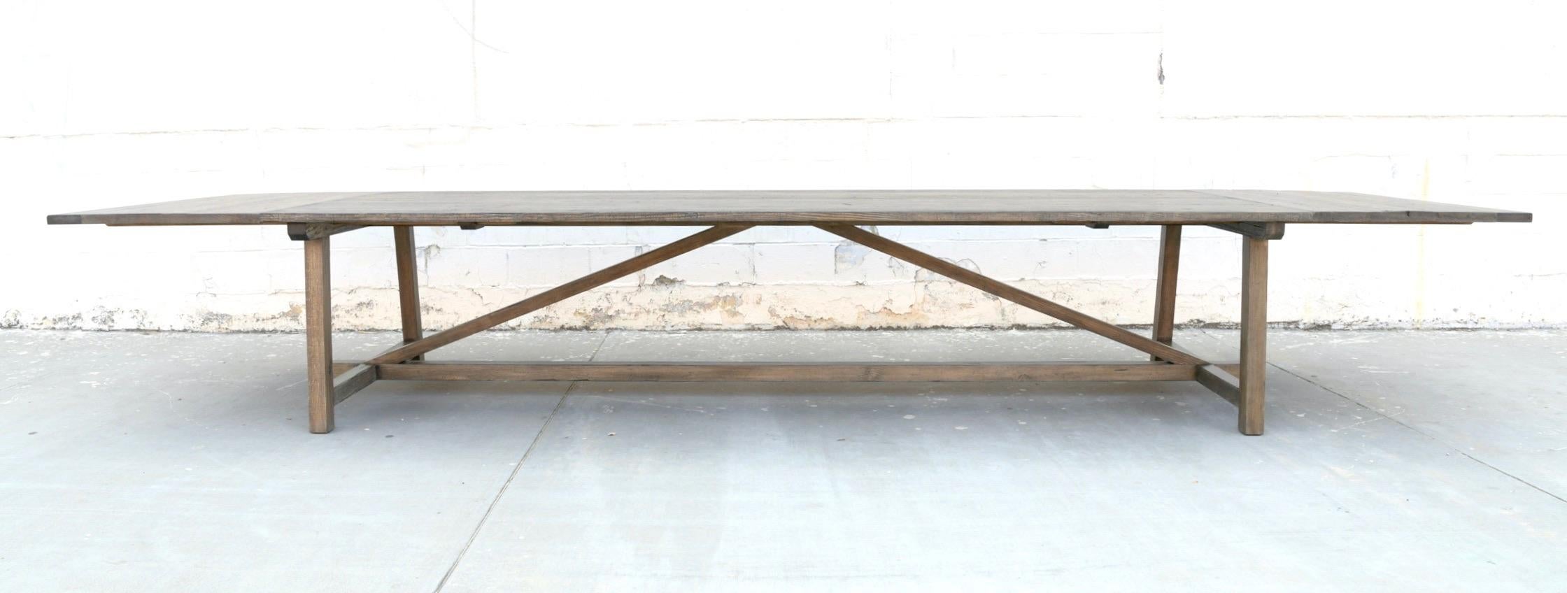 Contemporary Iris Dining Table in Reclaimed Pine, Built to Order by Petersen Antiques  For Sale