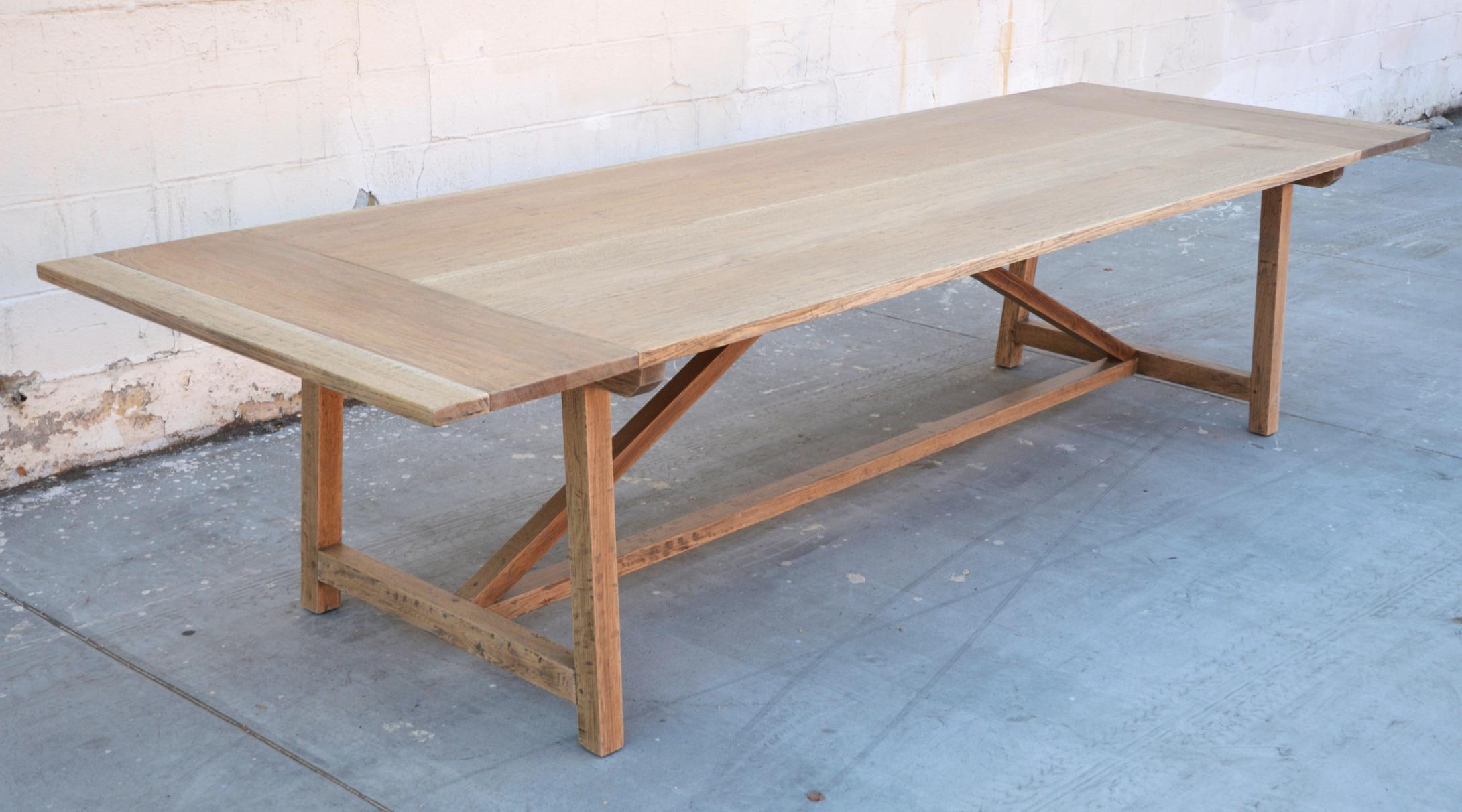 Iris Farm Table in Distressed Rift Sawn Oak (custom, expandable)  For Sale 2