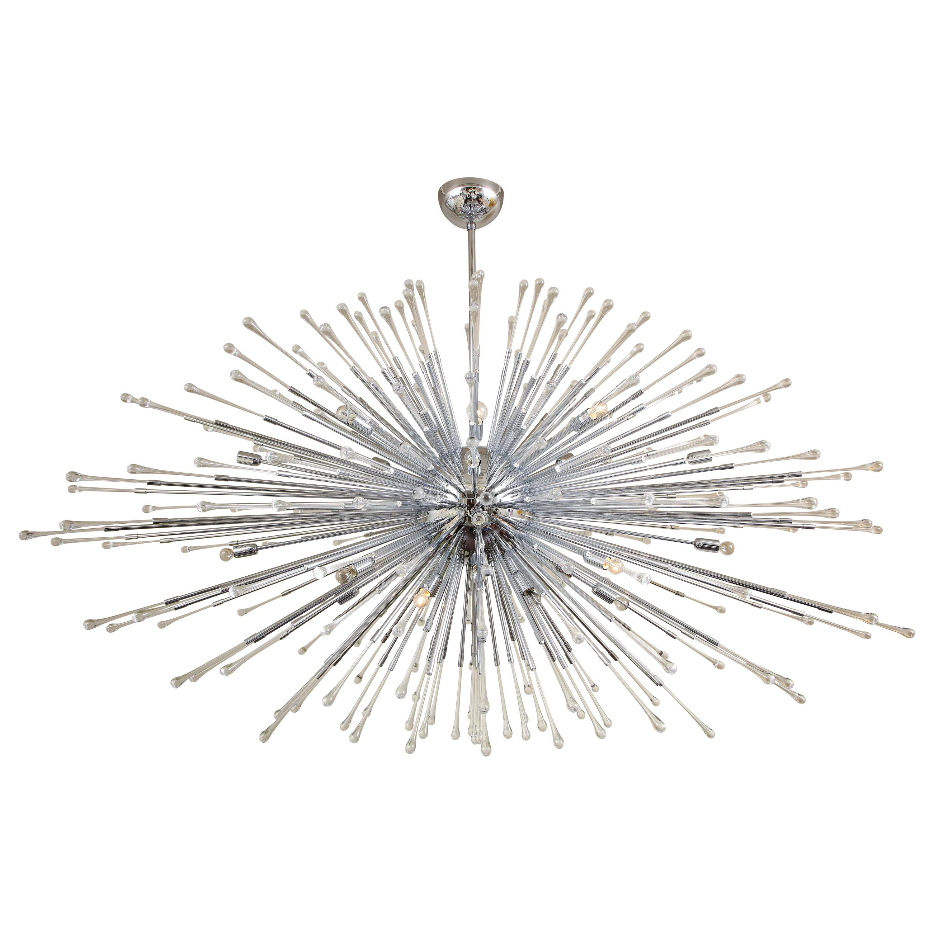 Lustre Sputnik en forme de goutte d'eau, chrome poli, sur mesure