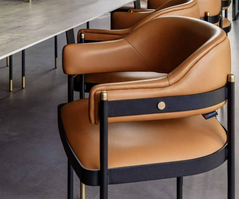 Custom Extra Wide Dining Armchair in Wrought Iron Structure For Sale at