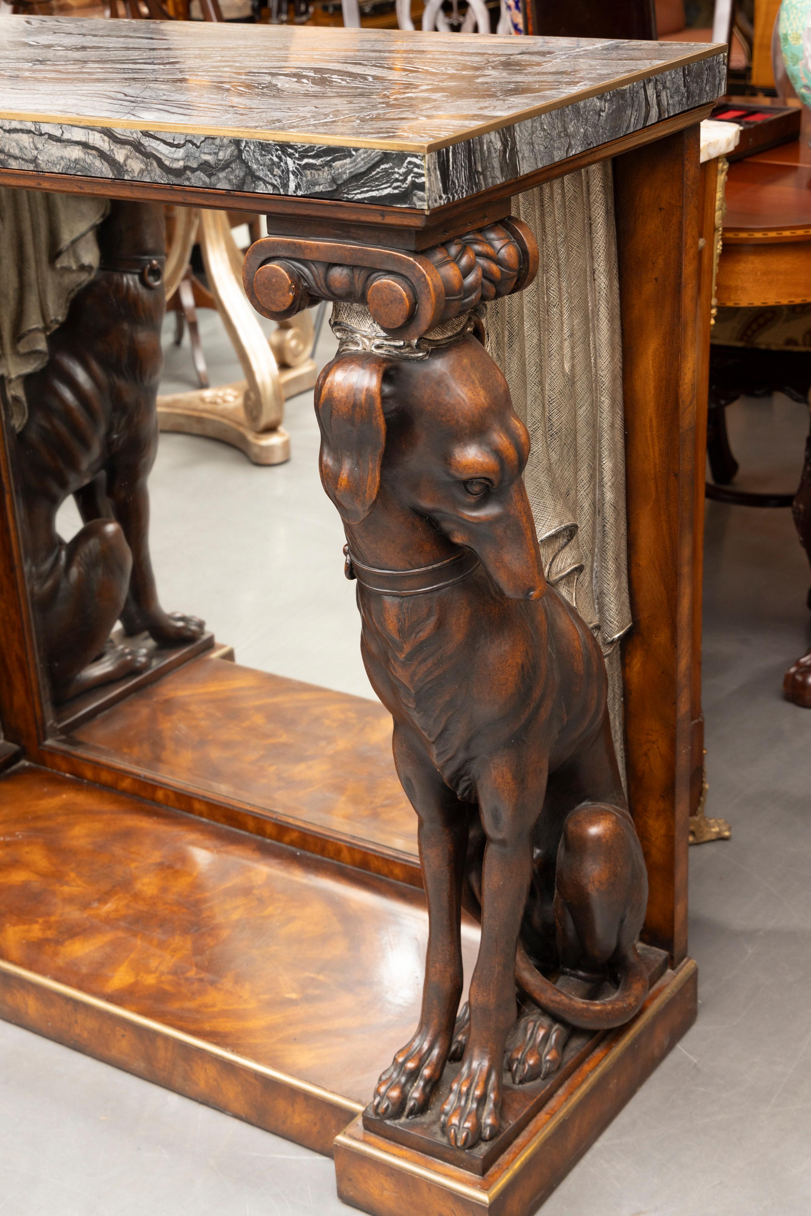 Custom Fabricated Console with Figural Whippet Supports 3