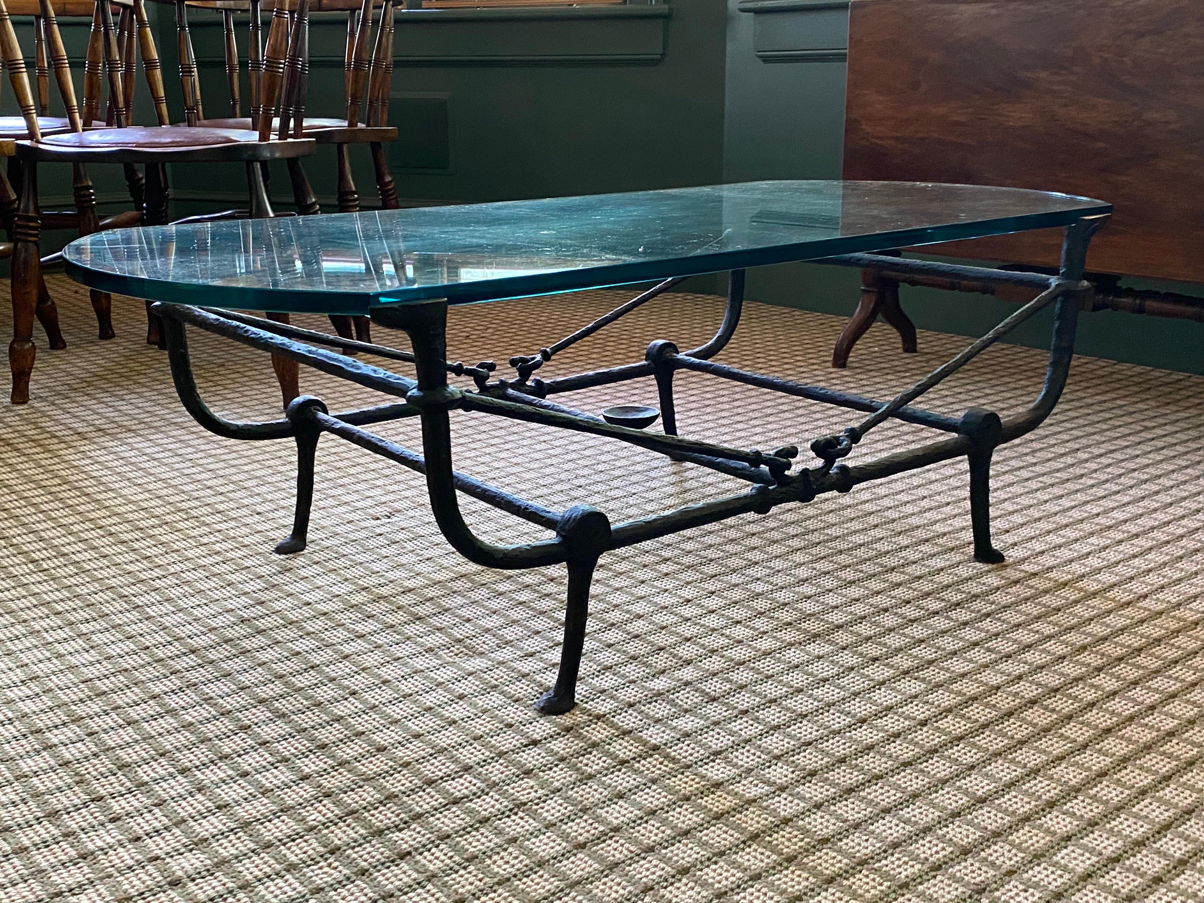 Custom Fabricated Iron & Glass Coffee Table In Good Condition In Southampton, NY