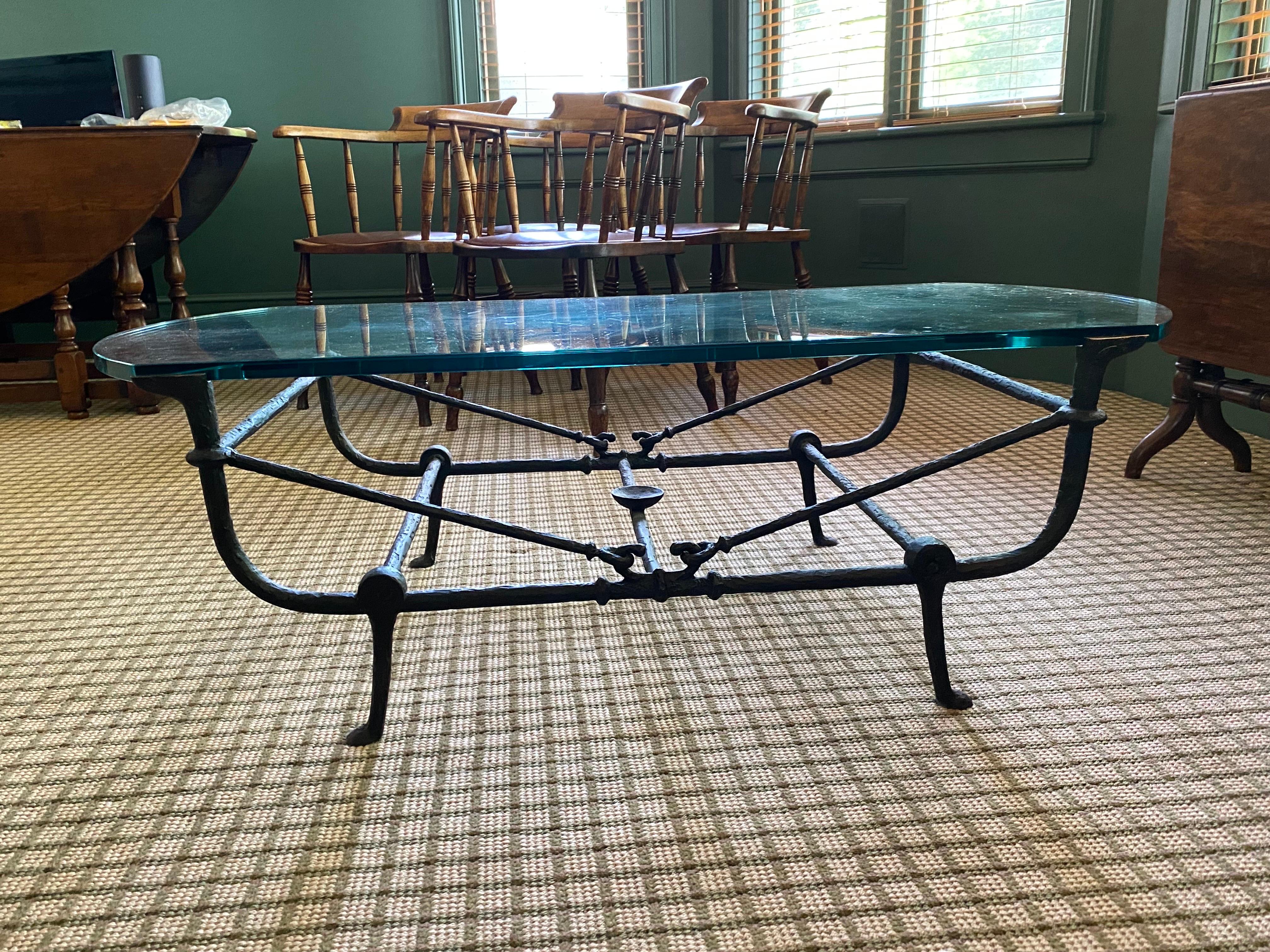 Contemporary Custom Fabricated Iron & Glass Coffee Table