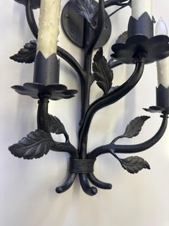 Custom Fabricated Seven Arm Wall Sconce with Leaf Motif