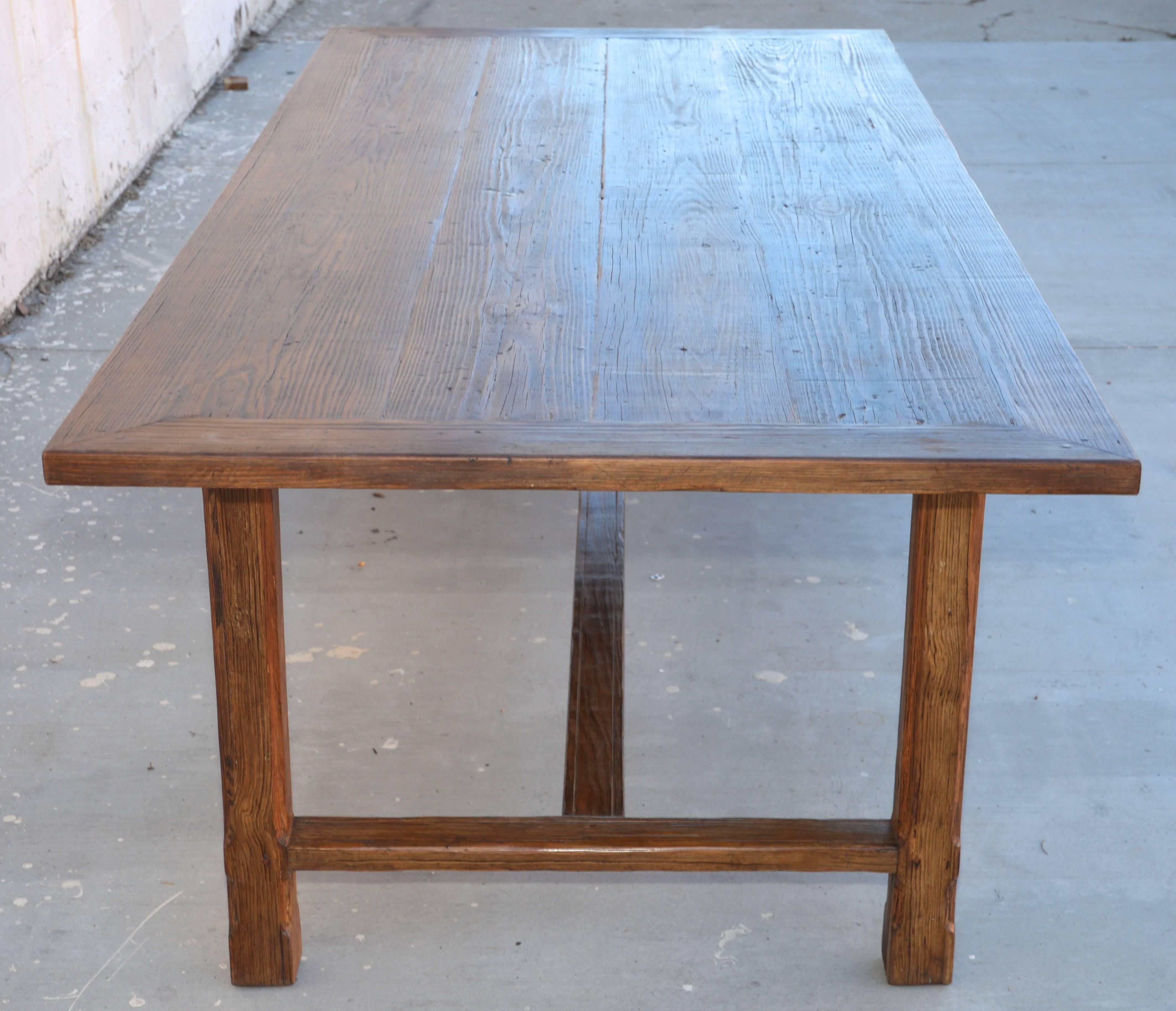 Custom Farm Table in Reclaimed Heartwood, Built to Order by Petersen Antiques For Sale 4