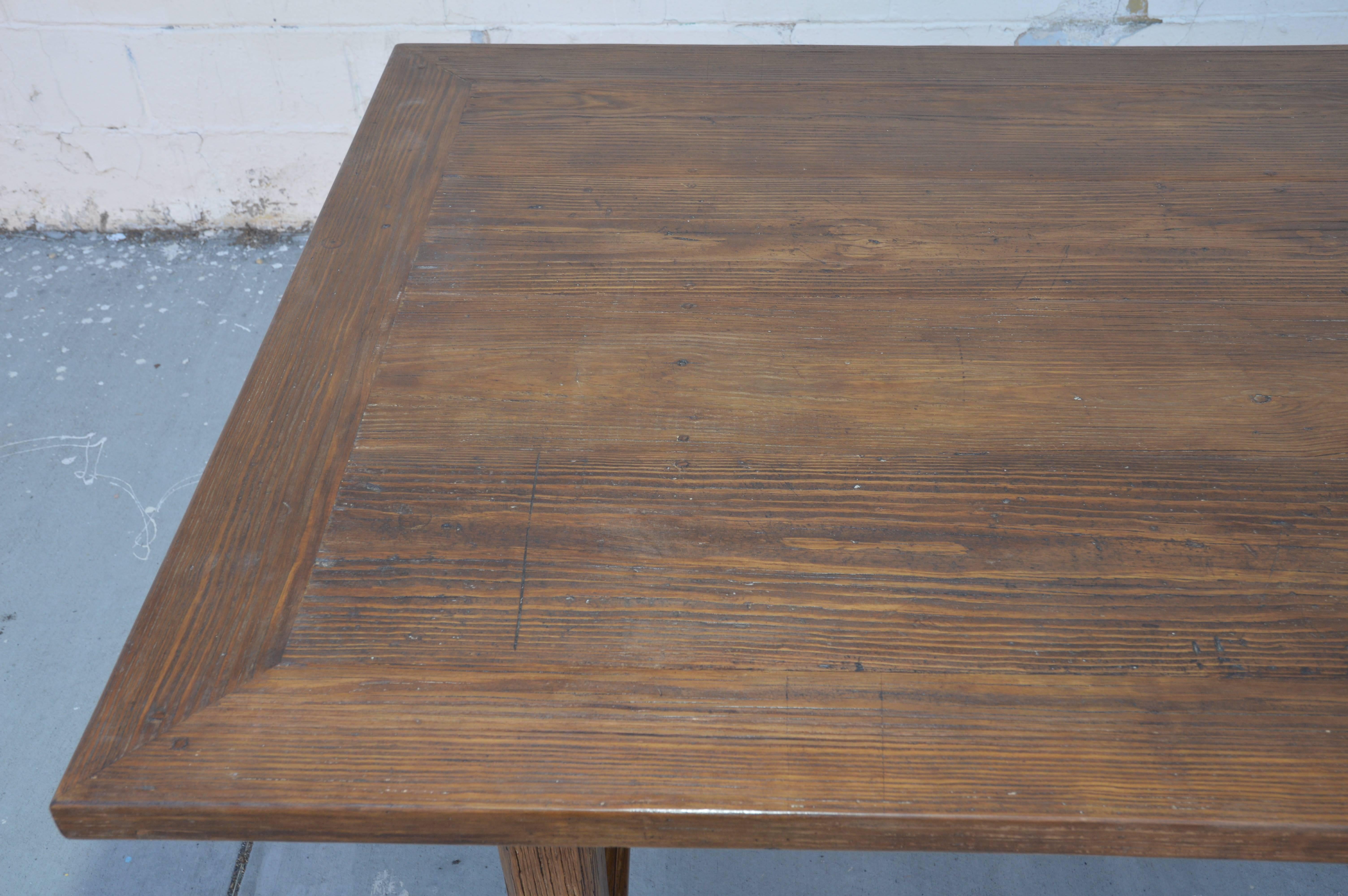 Custom Farm Table in Reclaimed Heartwood, Built to Order by Petersen Antiques For Sale 7