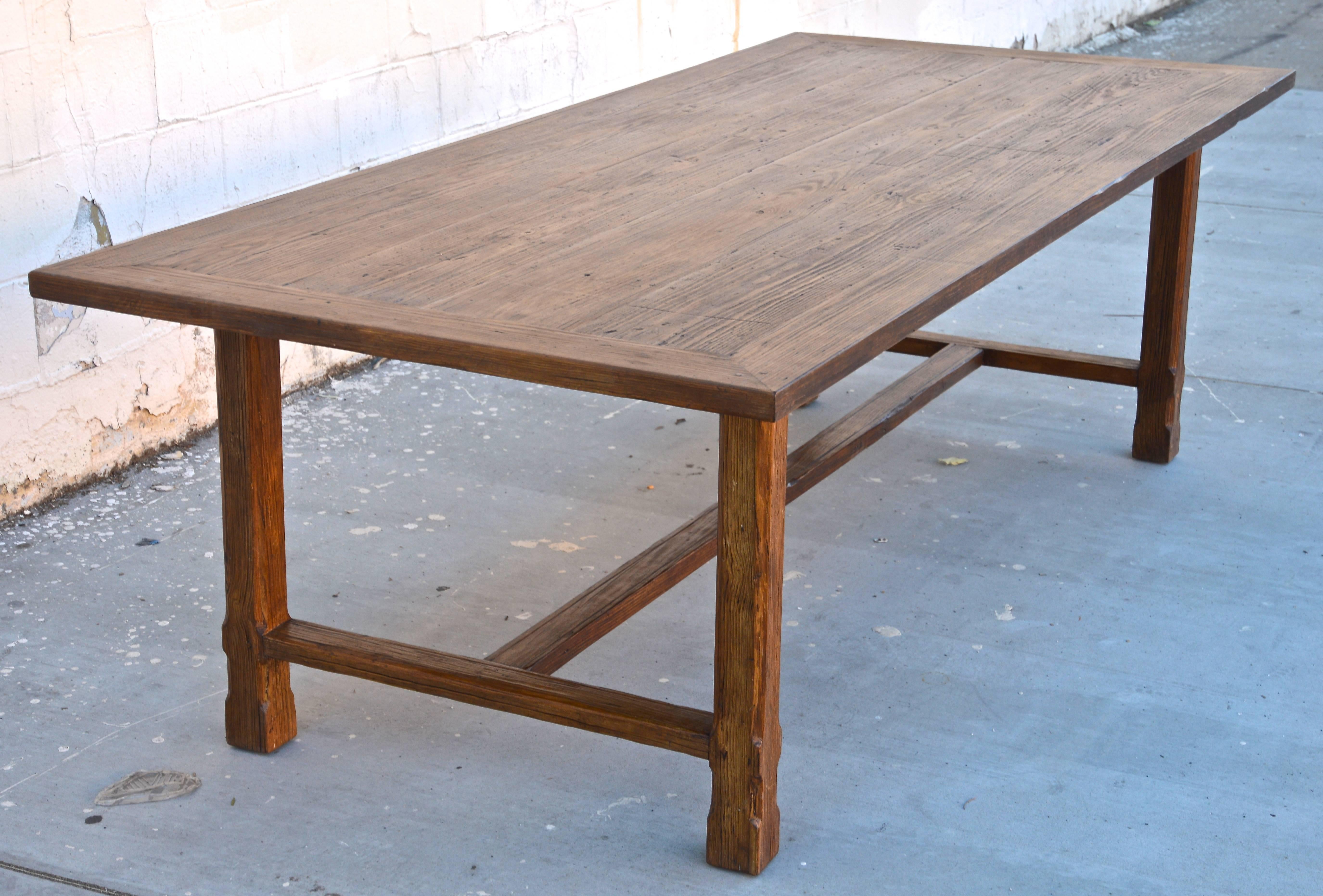 Custom Farm Table in Reclaimed Heartwood, Built to Order by Petersen Antiques For Sale 8