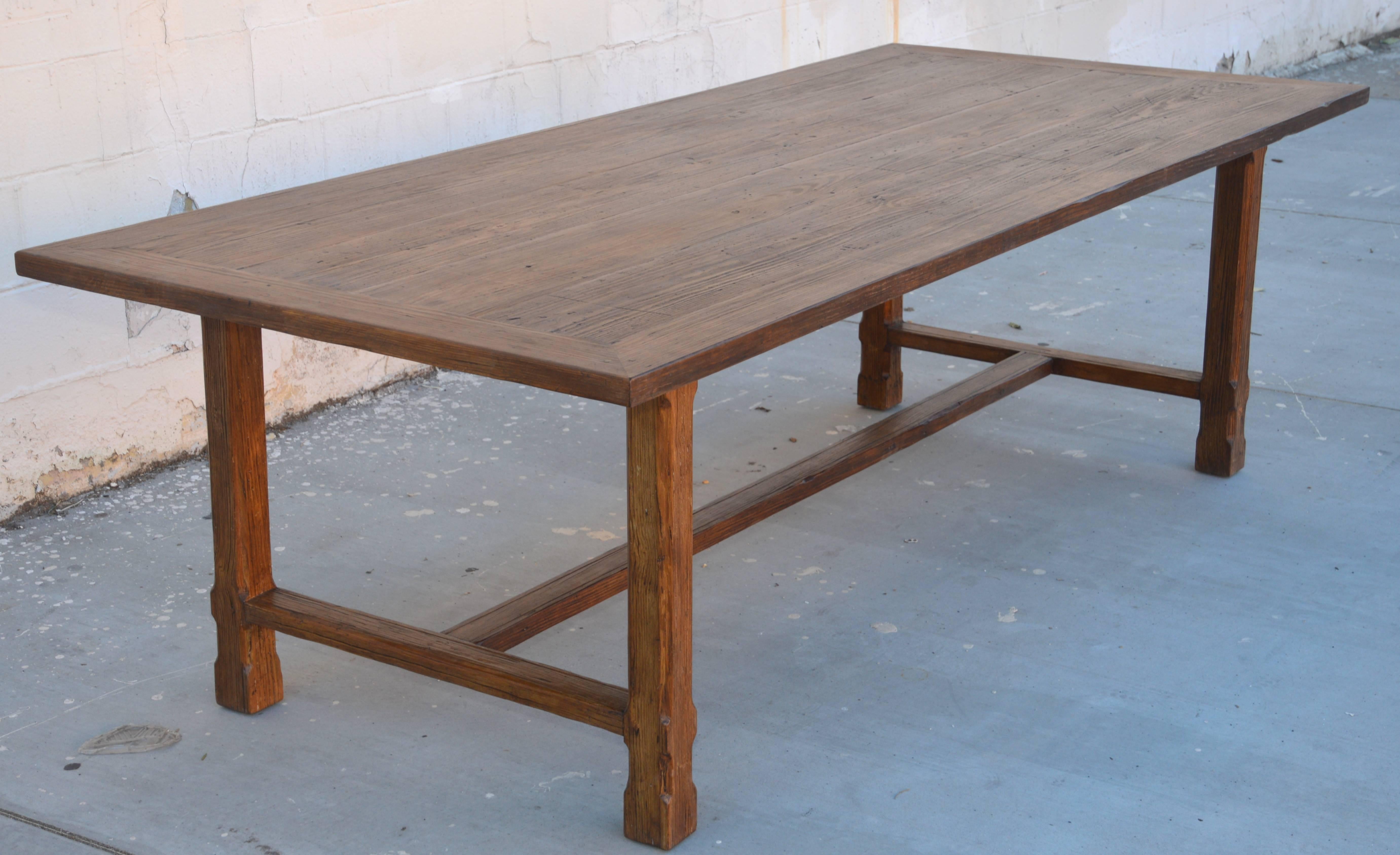 Custom Farm Table in Reclaimed Heartwood, Built to Order by Petersen Antiques For Sale 9