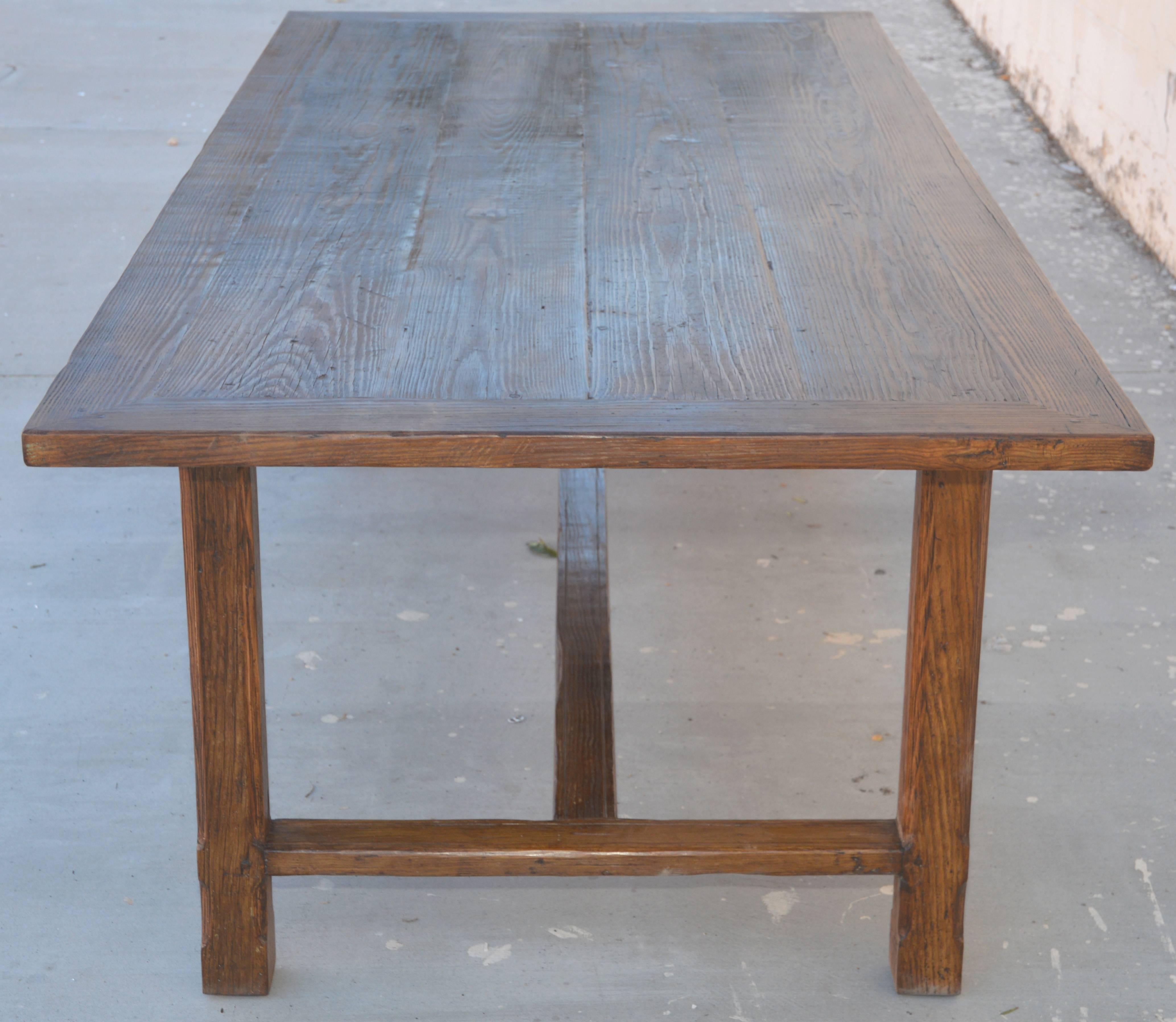 Country Custom Farm Table in Reclaimed Heartwood, Built to Order by Petersen Antiques For Sale