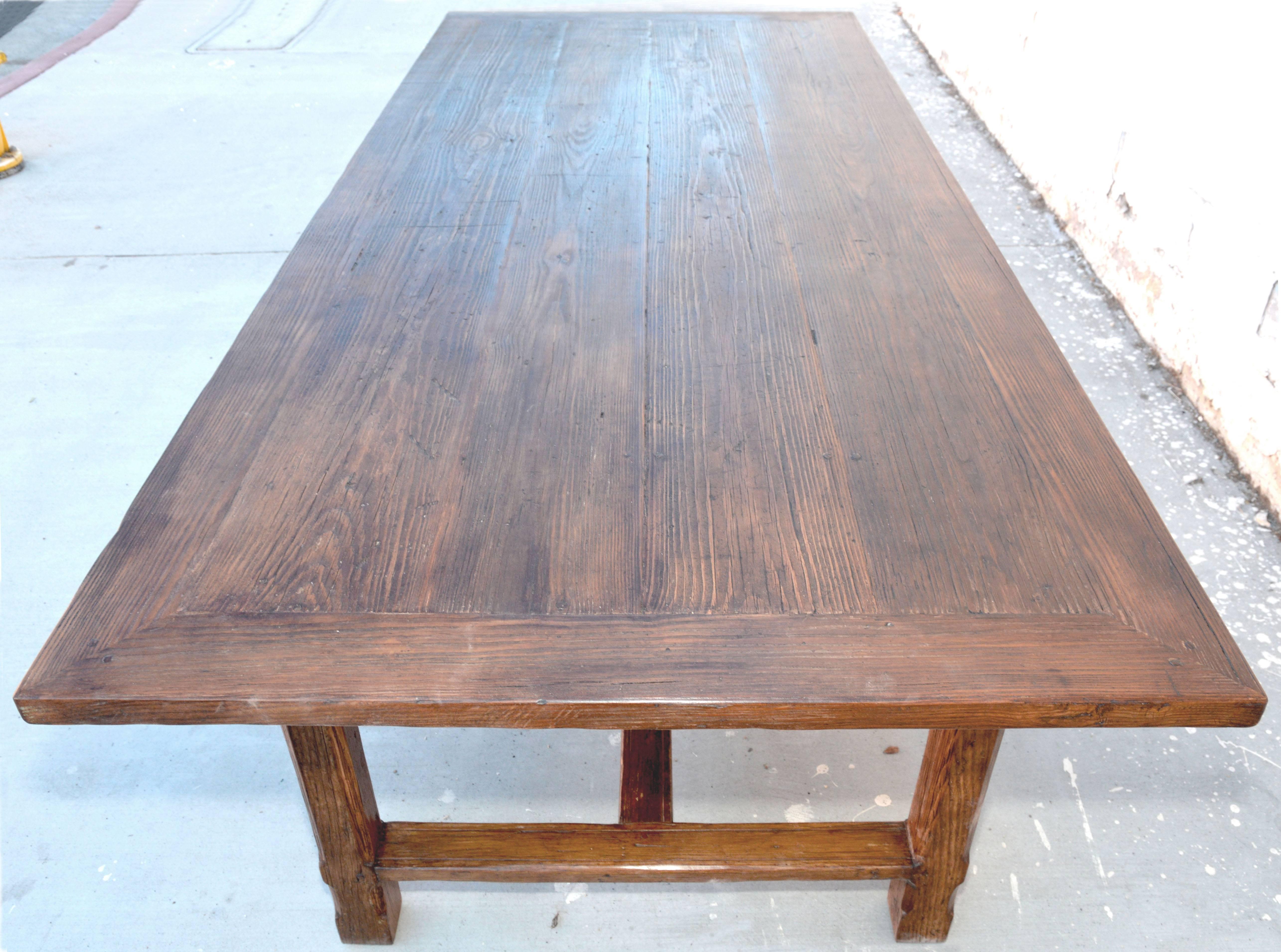 North American Custom Farm Table in Reclaimed Heartwood, Built to Order by Petersen Antiques For Sale
