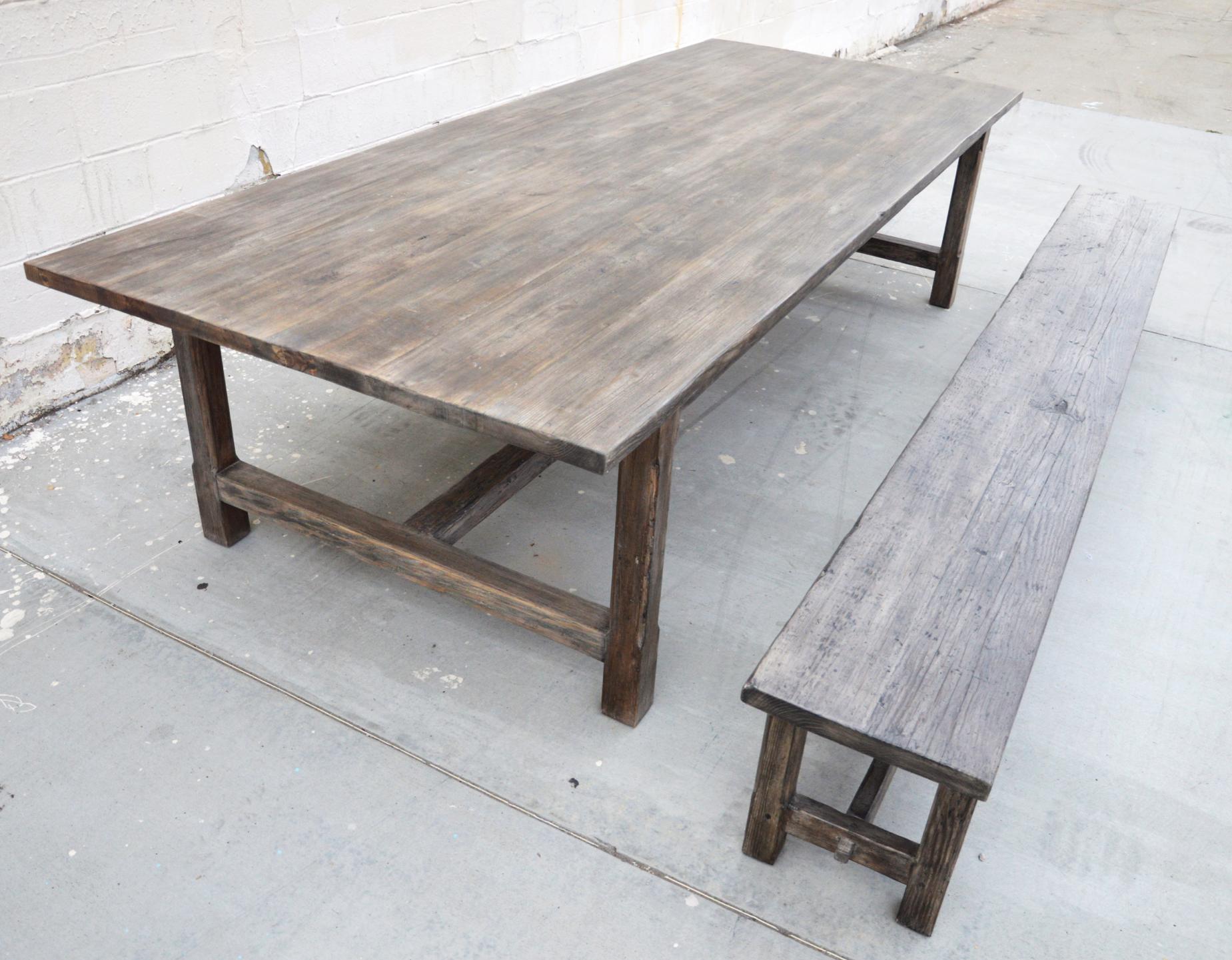 Custom Farm Table in Vintage Pine For Sale 6