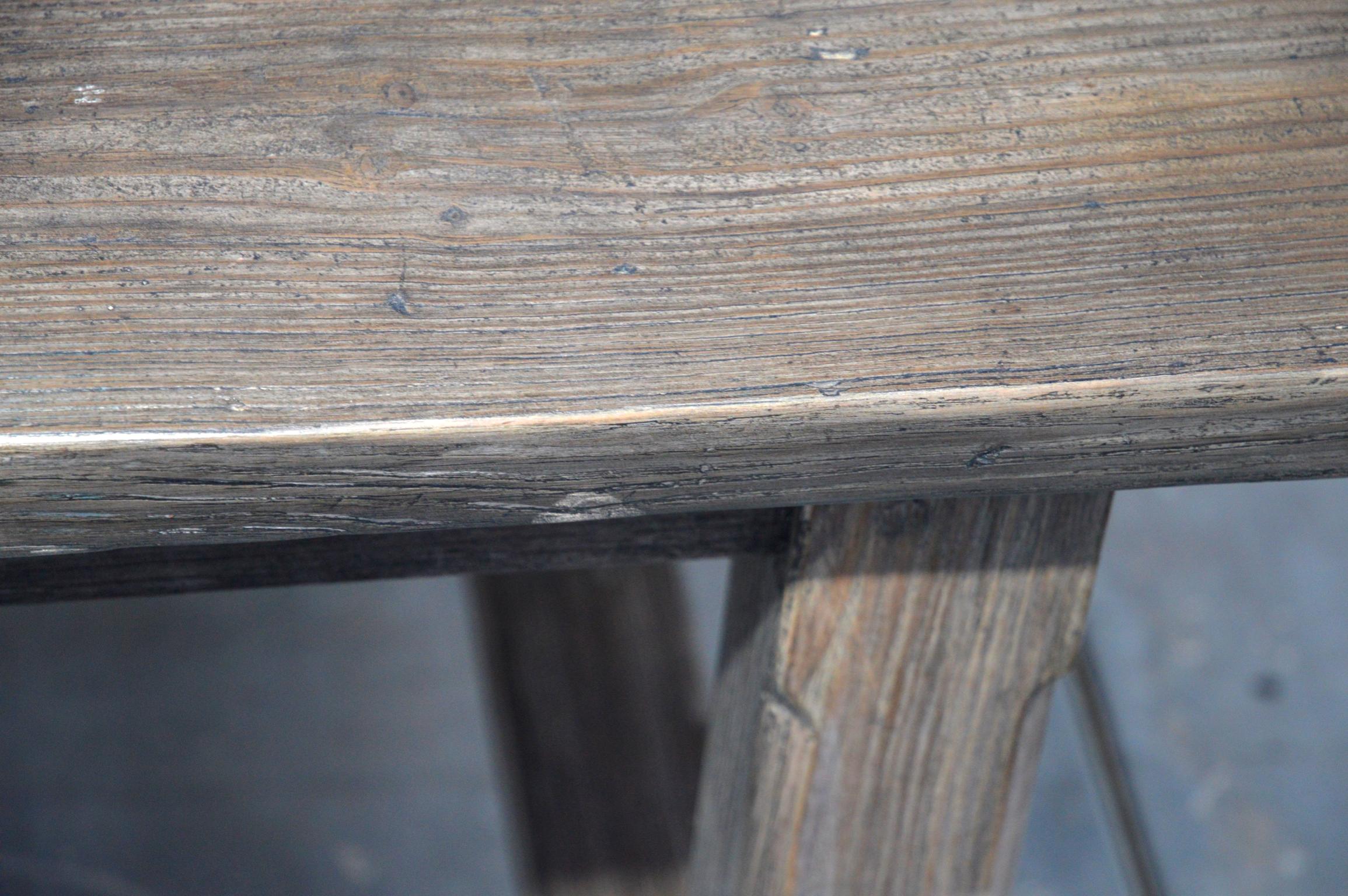 Custom Farm Table in Vintage Pine For Sale 2