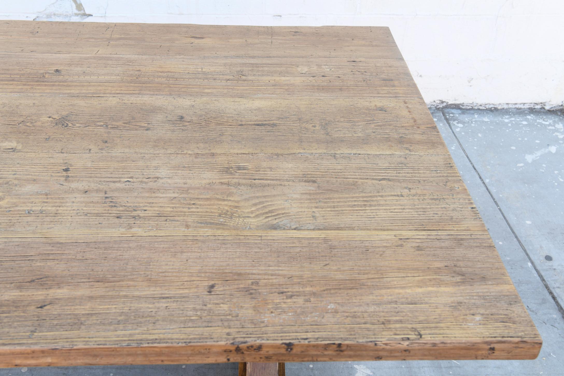 Elsa Farm Table in Vintage Reclaimed Pine by Petersen Antiques For Sale 2