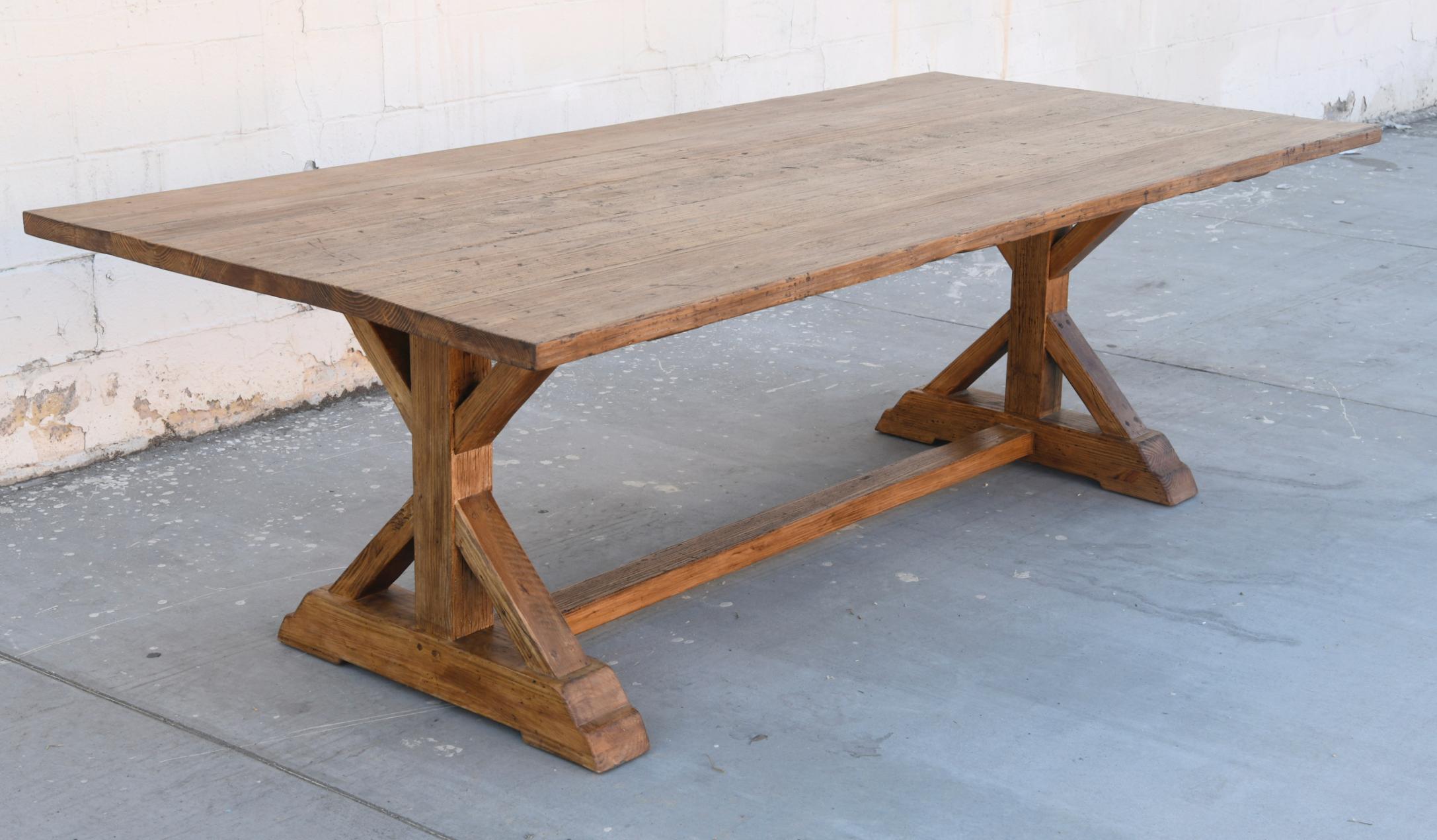Elsa Farm Table in Vintage Reclaimed Pine by Petersen Antiques For Sale 4