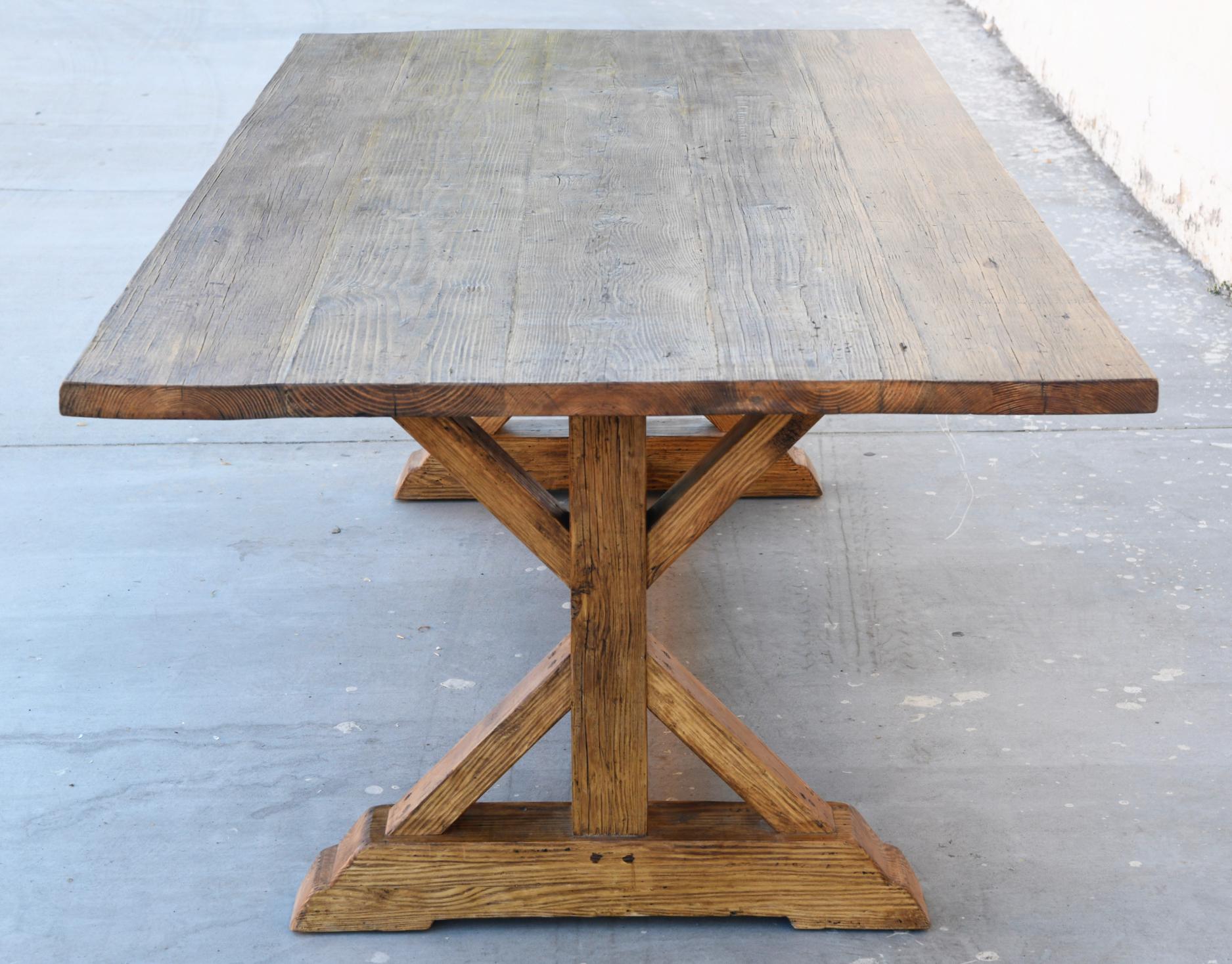 American Elsa Farm Table in Vintage Reclaimed Pine by Petersen Antiques For Sale