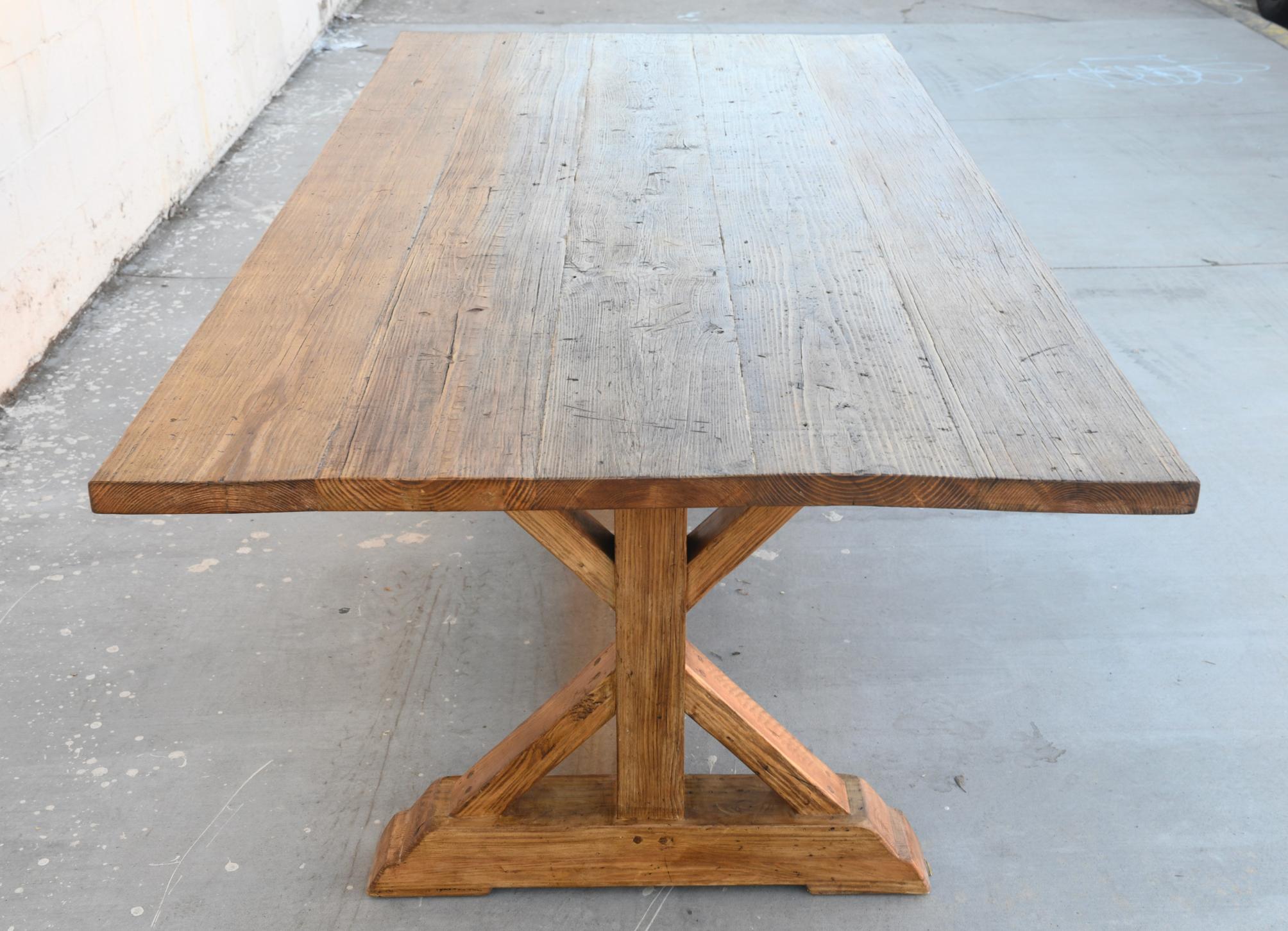 Hand-Crafted Elsa Farm Table in Vintage Reclaimed Pine by Petersen Antiques For Sale