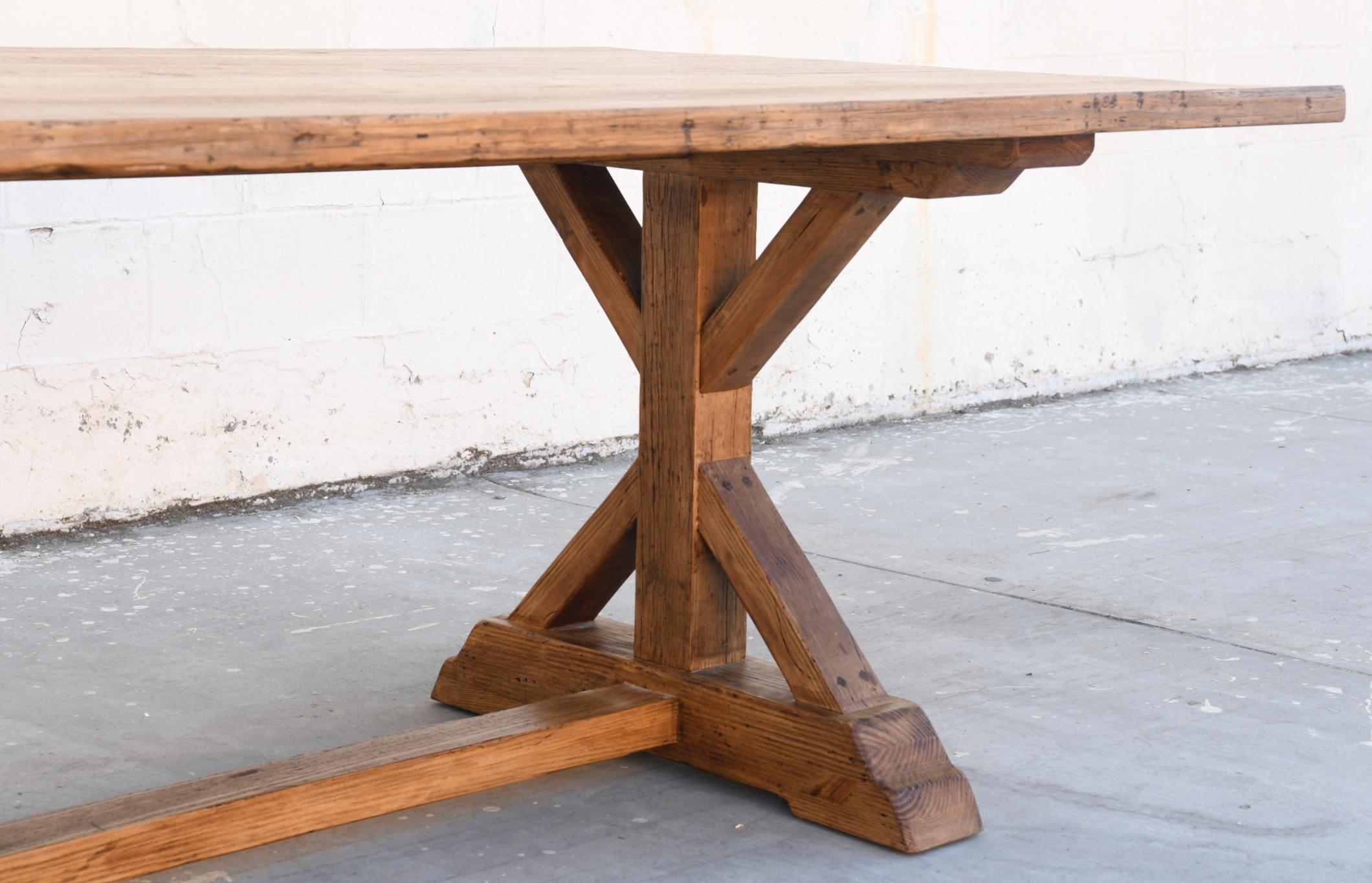 Contemporary Elsa Farm Table in Vintage Reclaimed Pine by Petersen Antiques For Sale