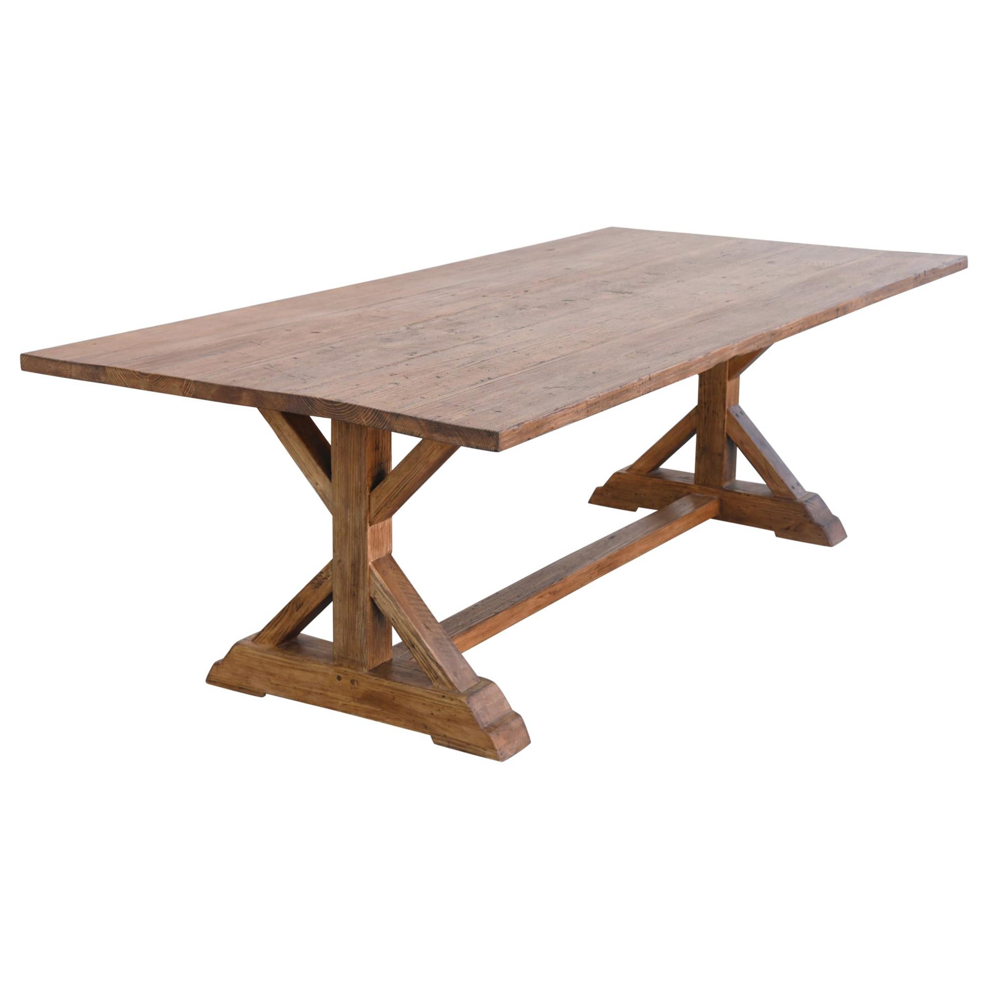 Elsa Farm Table in Vintage Reclaimed Pine by Petersen Antiques For Sale