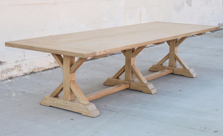 Custom Farm Table in White Oak, Built to Order by Petersen Antiques For Sale 5