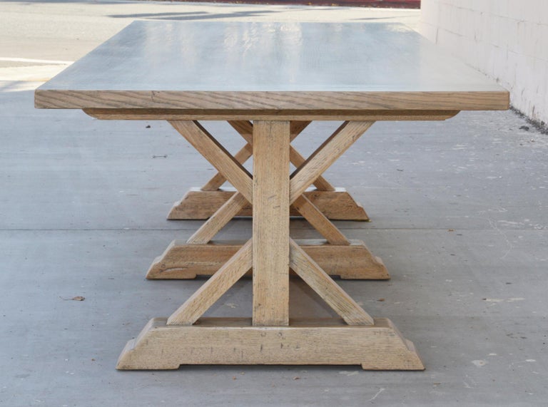 American Custom Farm Table in White Oak, Built to Order by Petersen Antiques For Sale