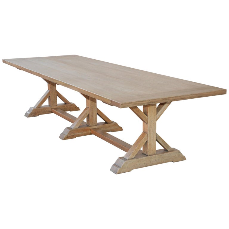Custom Farm Table in White Oak, Built to Order by Petersen Antiques For Sale