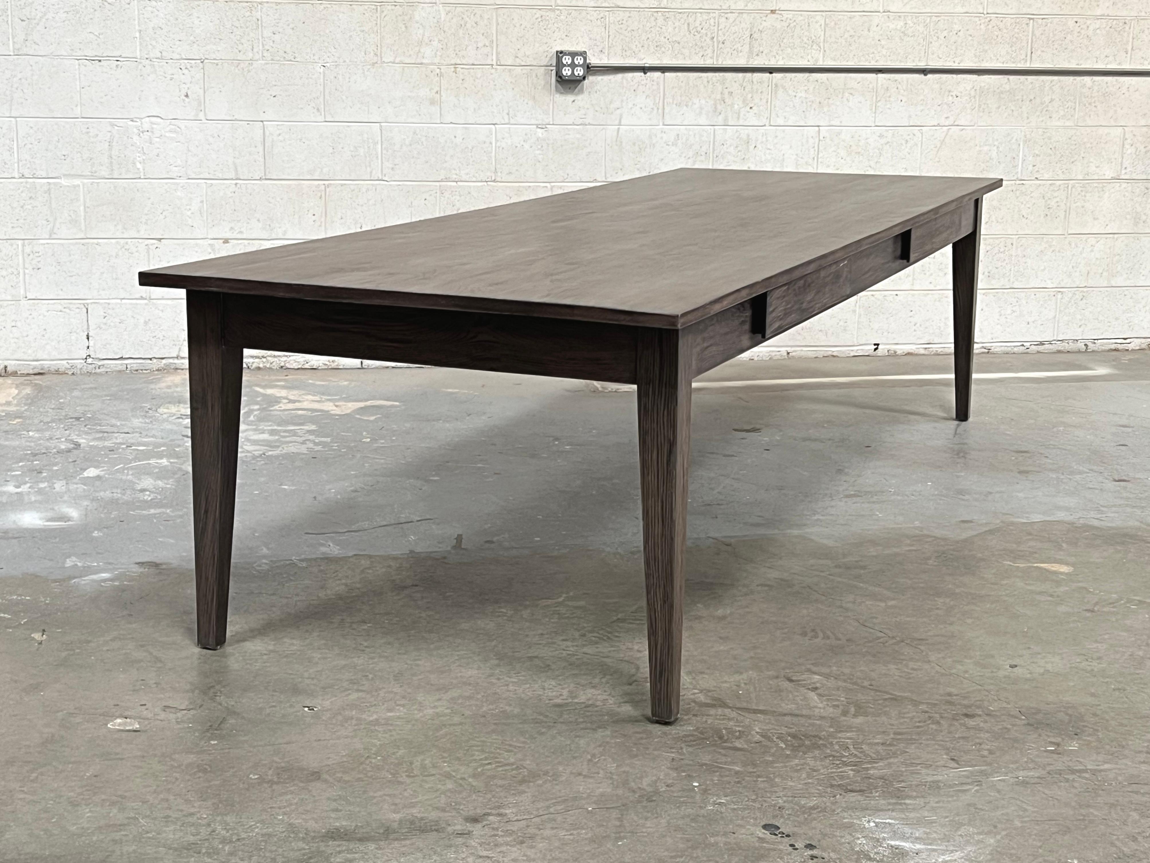 Hand-Crafted Inga Harvest Table made from Ebonized Oak (Custom) For Sale