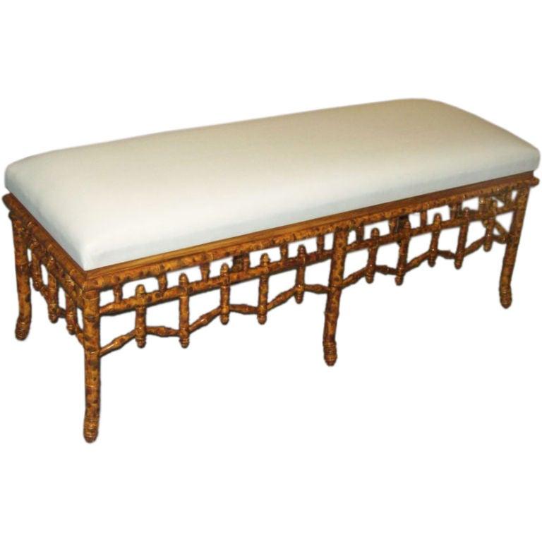 American Custom Faux Bamboo and Faux Bois Bench For Sale