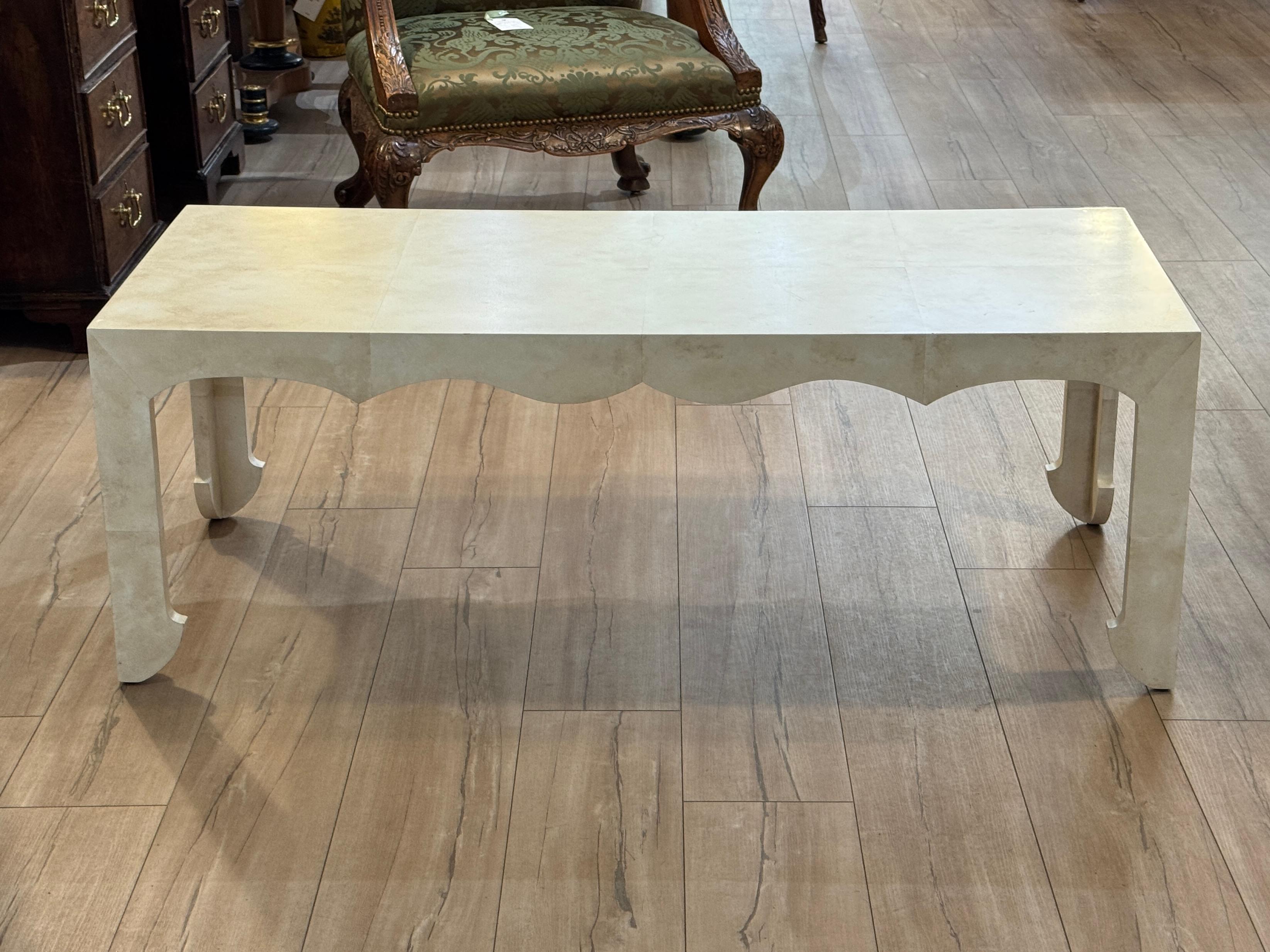 American Custom Faux Parchment Cocktail Table For Sale