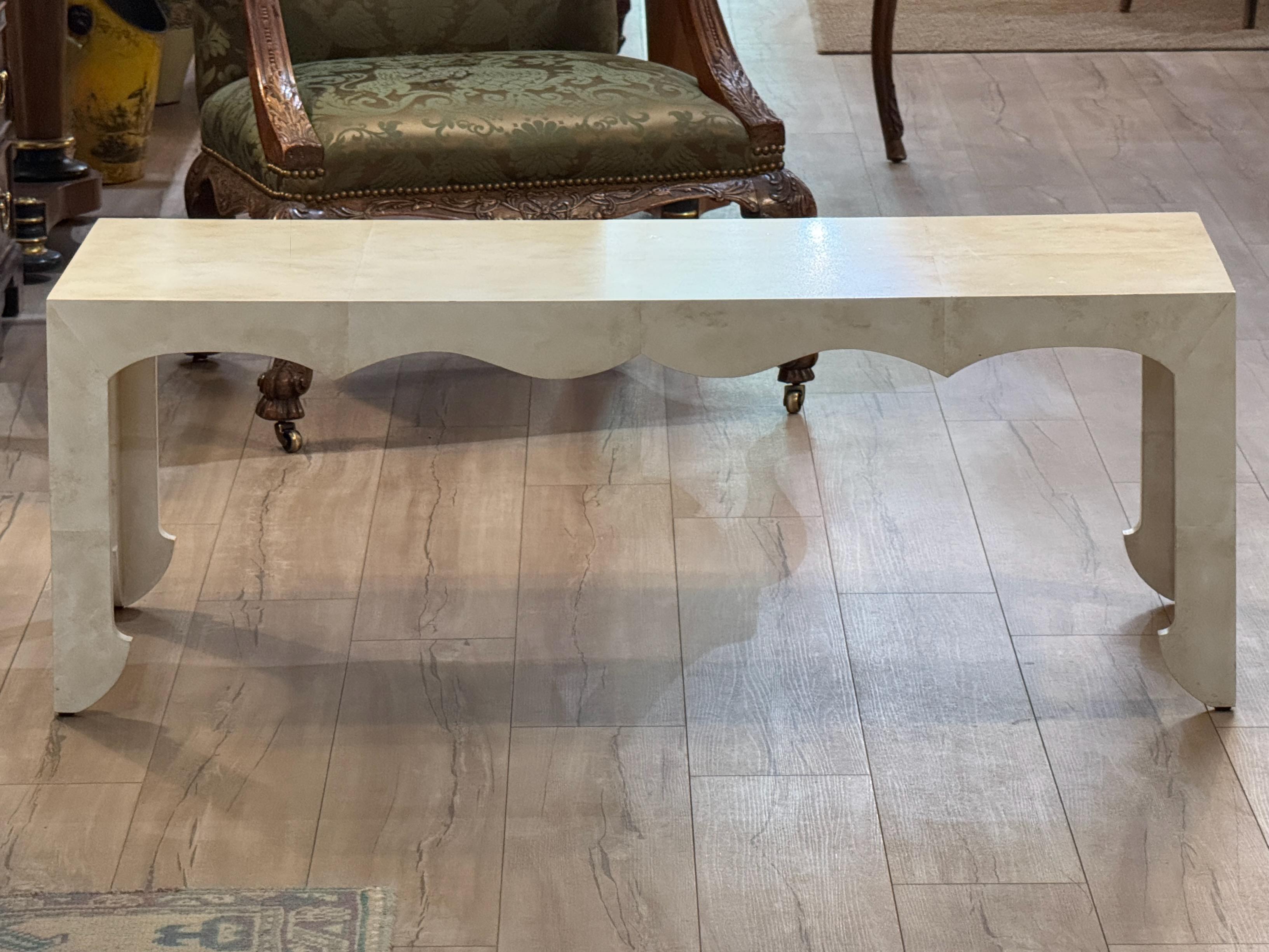 Custom Faux Parchment Cocktail Table In Good Condition For Sale In Charlottesville, VA