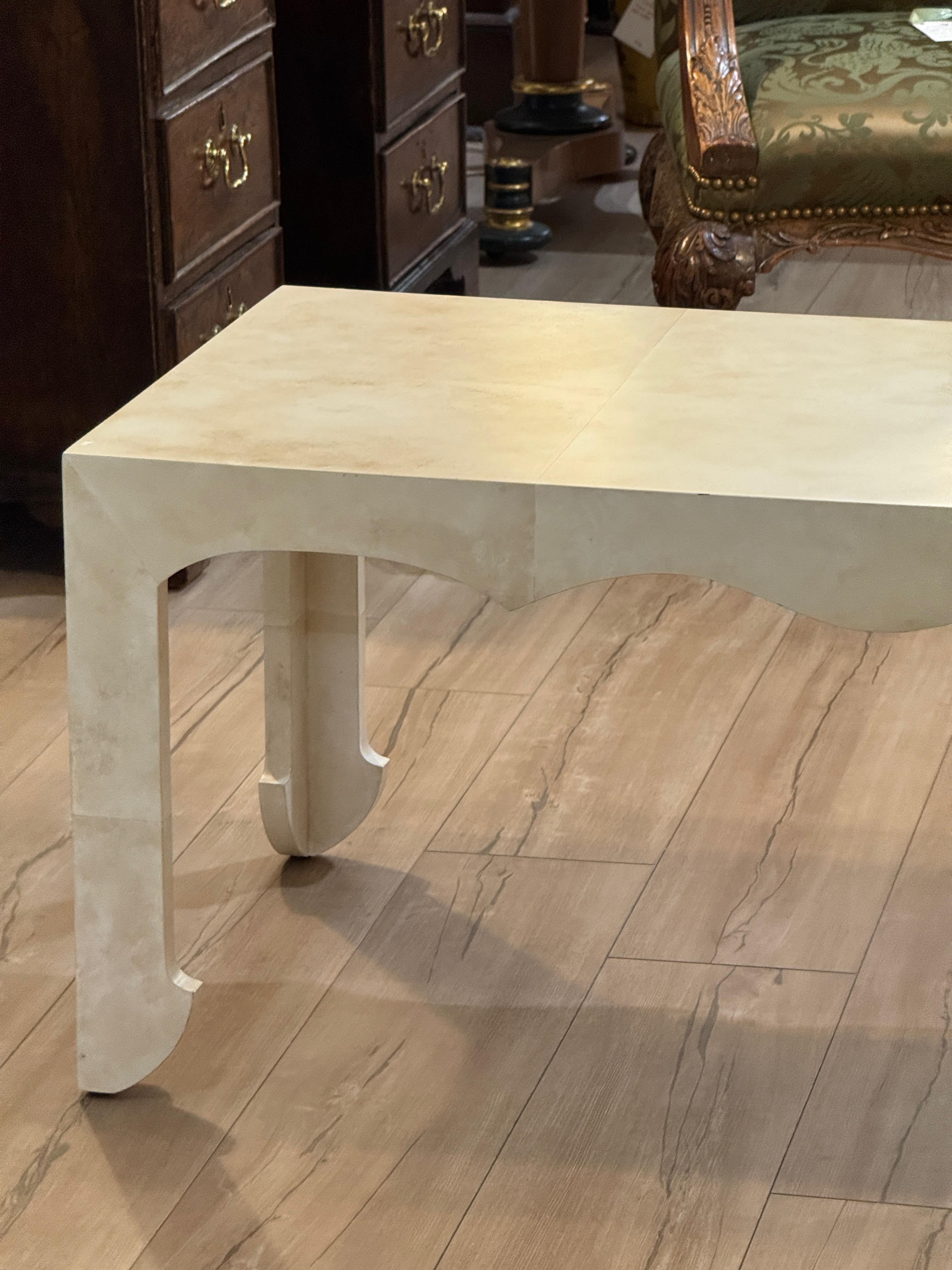 20th Century Custom Faux Parchment Cocktail Table For Sale