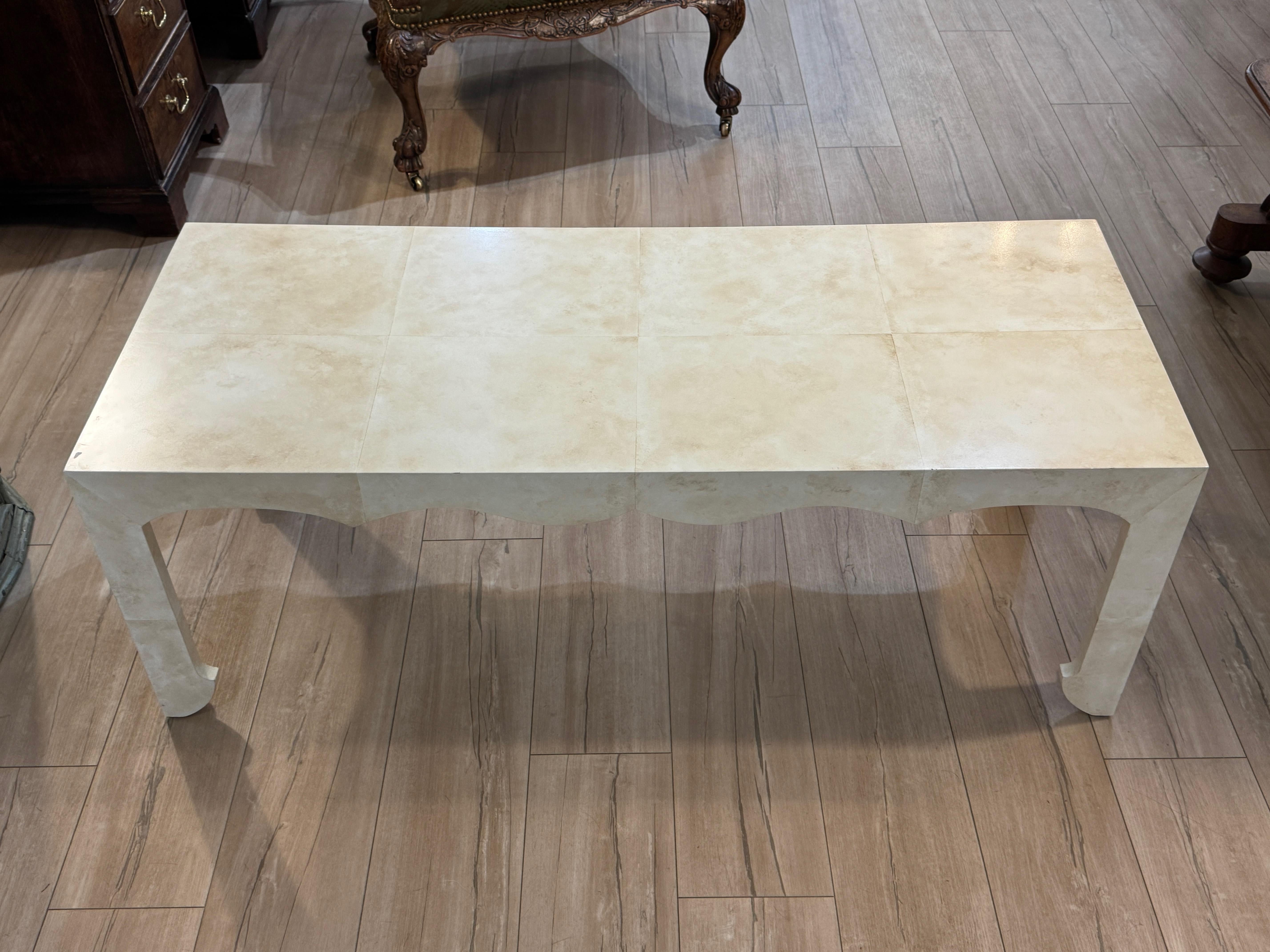 Custom Faux Parchment Cocktail Table For Sale 1